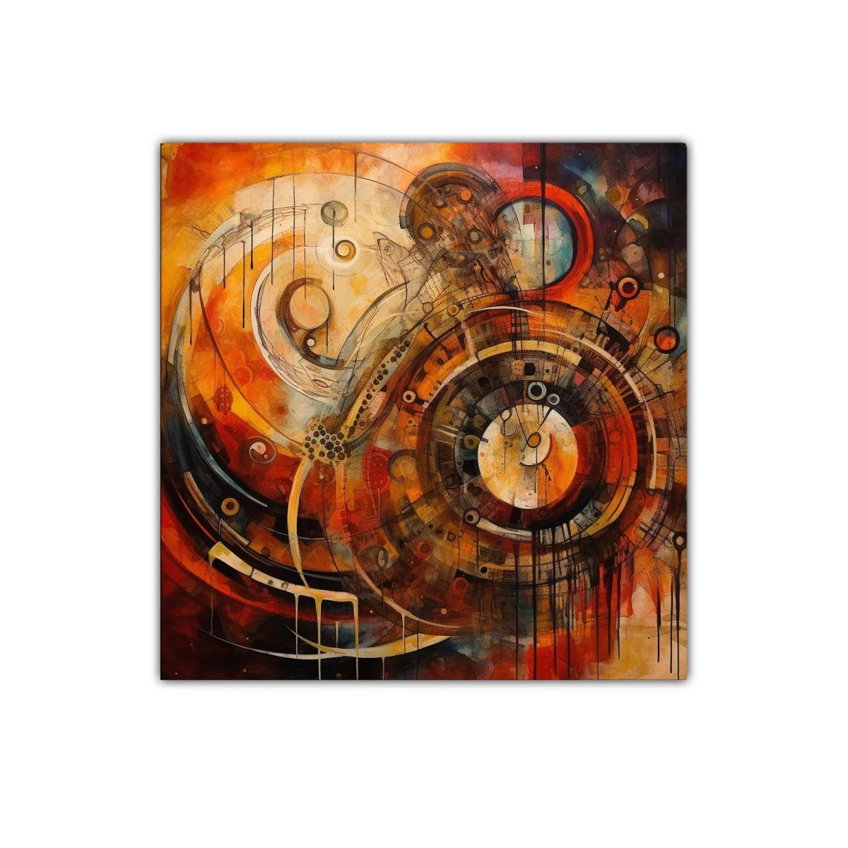 Cuadro abstracto con formas circulares y tonos cálidos intensos — imagen principal