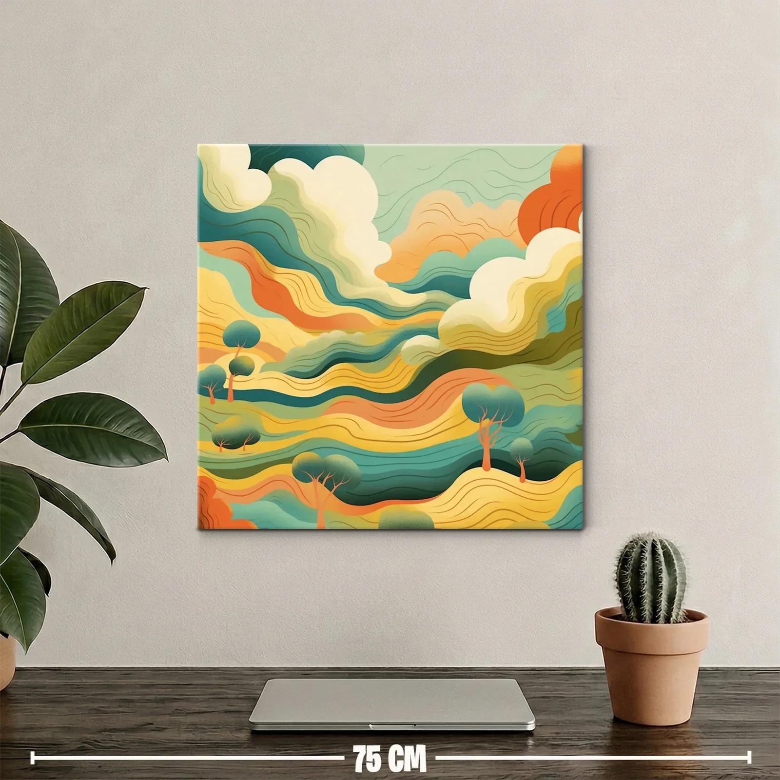Paisaje abstracto en tonos cálidos y verdes vibrantes — miniatura 2