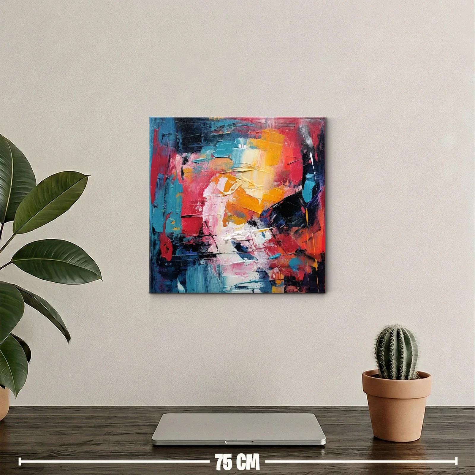 Cuadro abstracto con vibrantes tonos cálidos y fríos — miniatura 2
