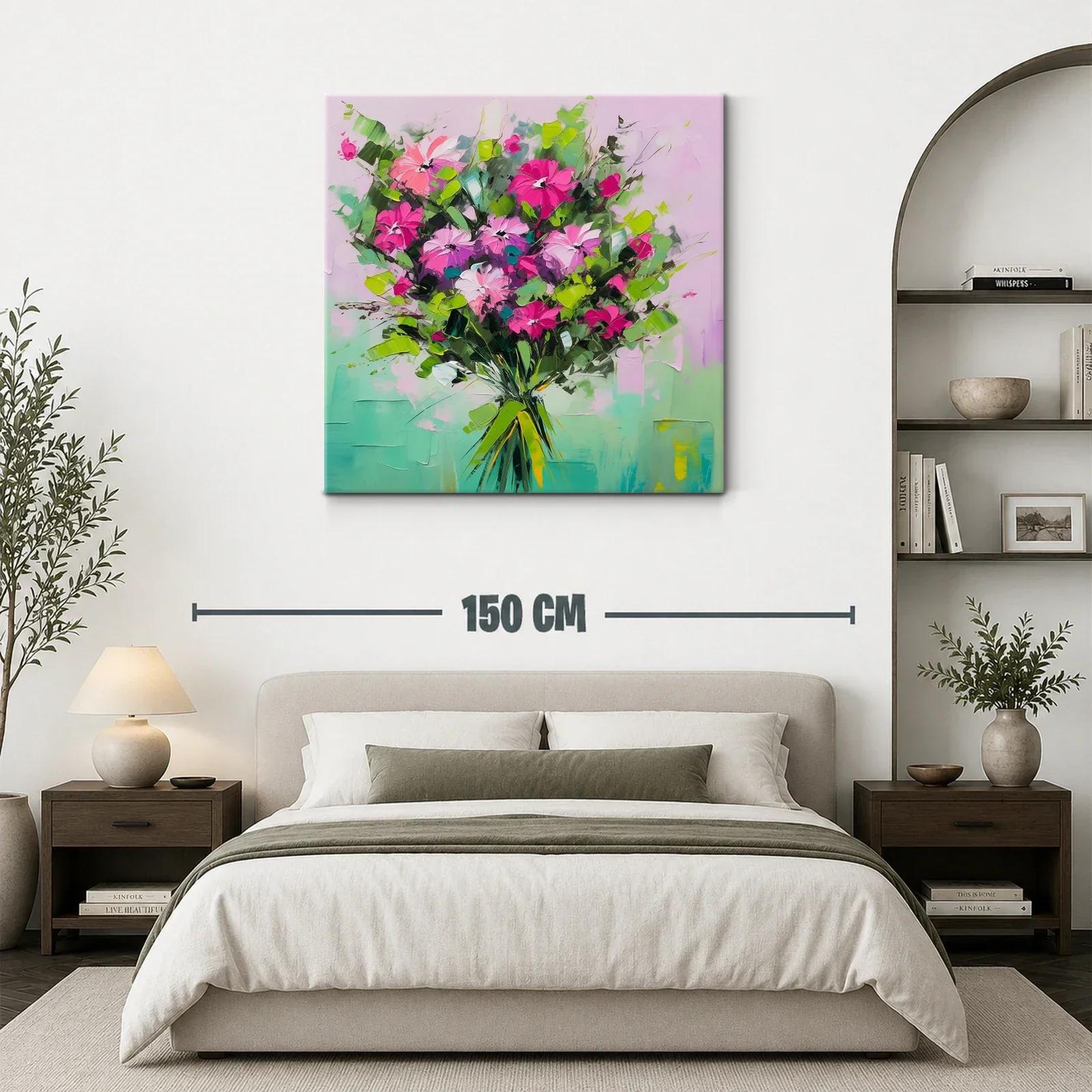 Ramo vibrante de flores en tonos verdes y fucsias — miniatura 3
