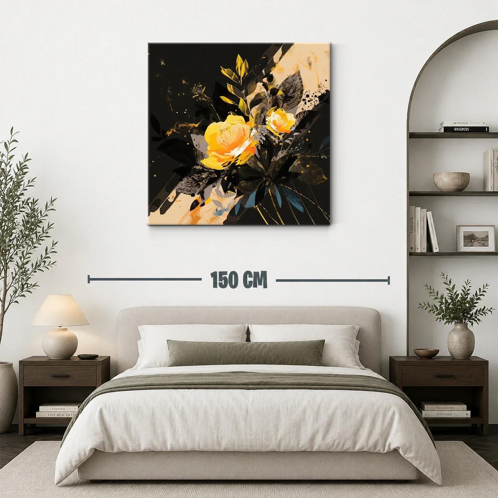 Rosas amarillas sobre fondo oscuro con detalles vibrantes — miniatura 3