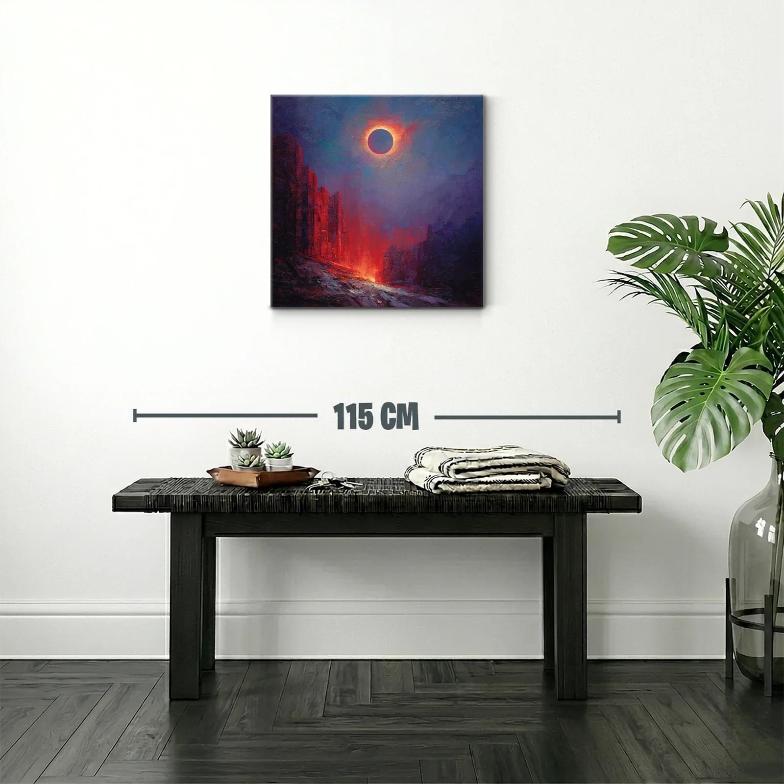 Eclipse solar sobre paisaje urbano en llamas — miniatura 2