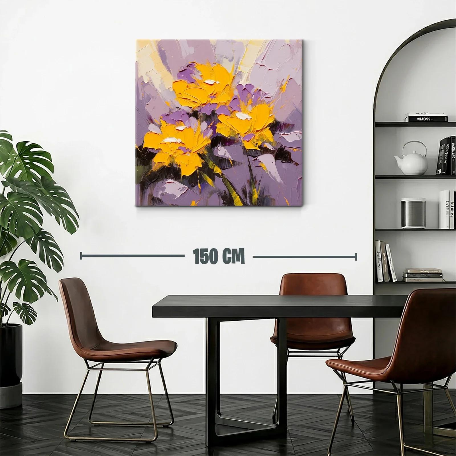 Cuadro floral vibrante con tonos cálidos y lilas — miniatura 2