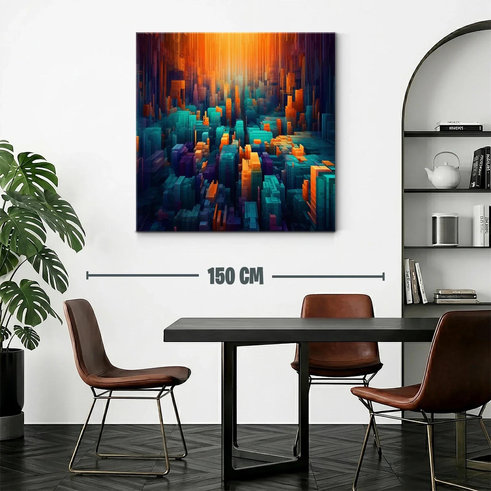 Composición abstracta en tonos cálidos y fríos vibrantes — miniatura 2