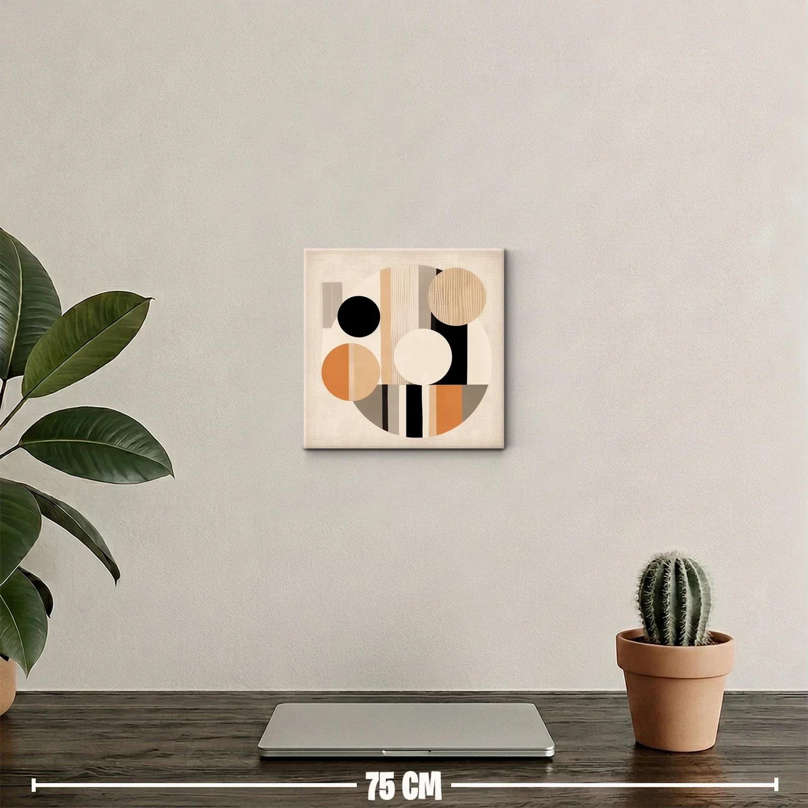 Cuadro decorativo abstracto con círculos y tonos tierra cálidos — miniatura 2