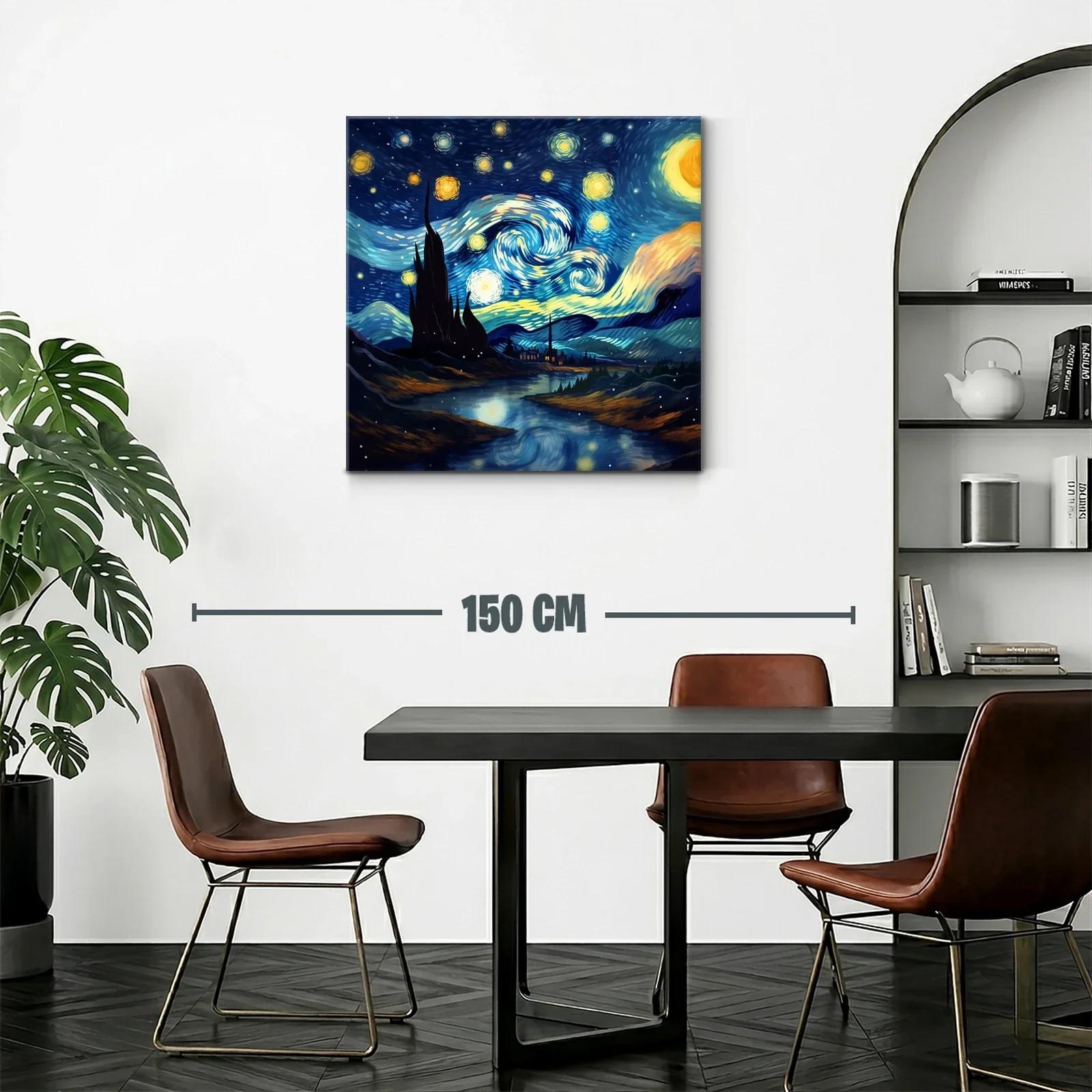 Paisaje nocturno con cielo estrellado vibrante y río reflejante — miniatura 2