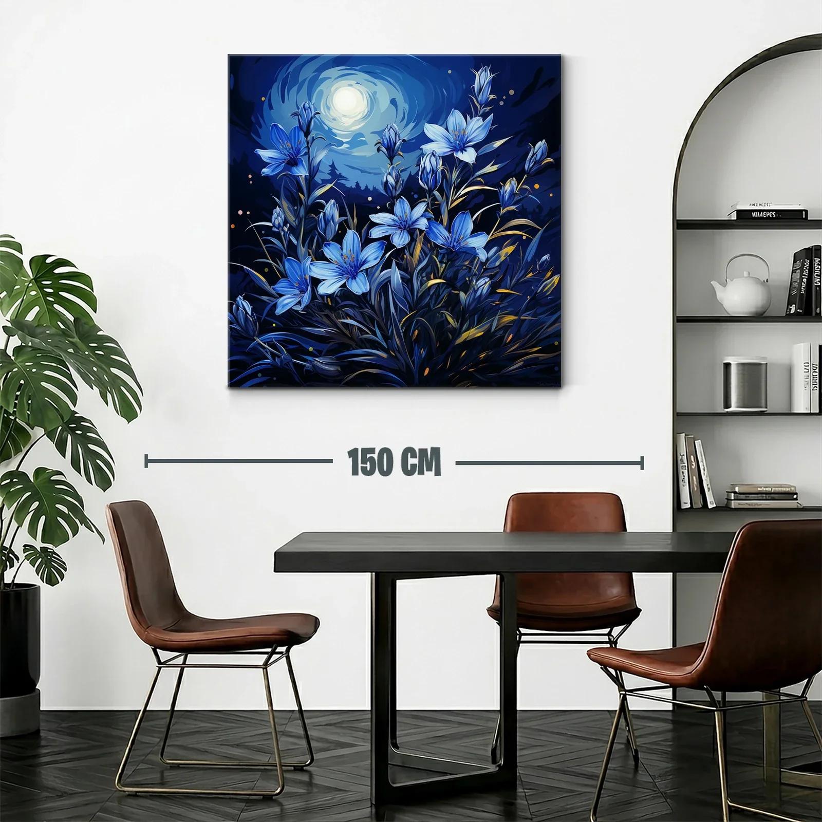Ramo de flores azules bajo la luna brillante — miniatura 2