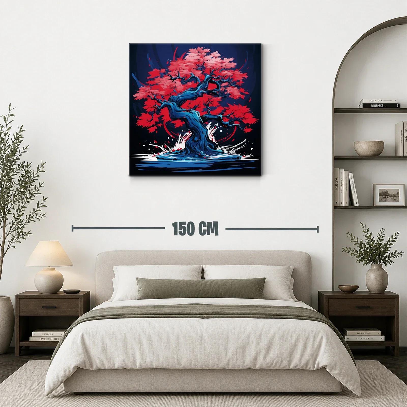 Árbol de otoño vibrante con tonos rojos y azules — miniatura 3