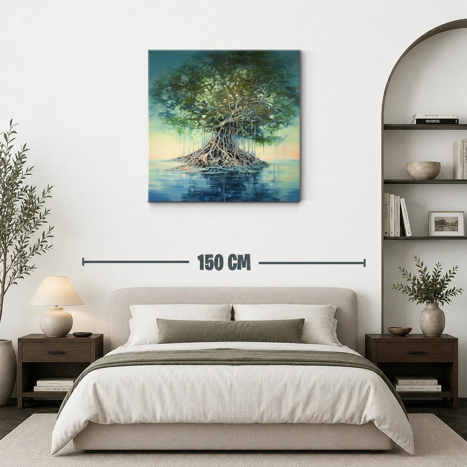 Árbol enraizado en agua con tonos suaves y verdes — miniatura 3