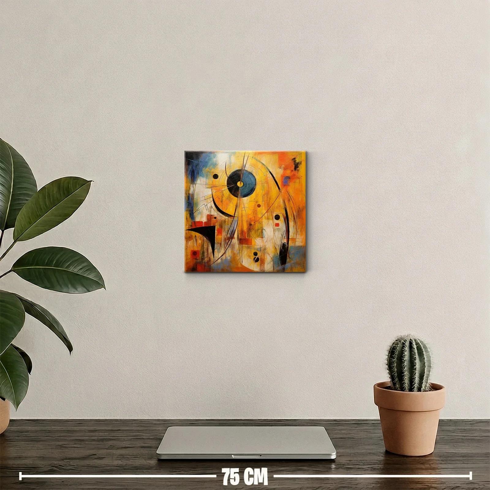 Cuadro abstracto con formas geométricas y colores cálidos — miniatura 2