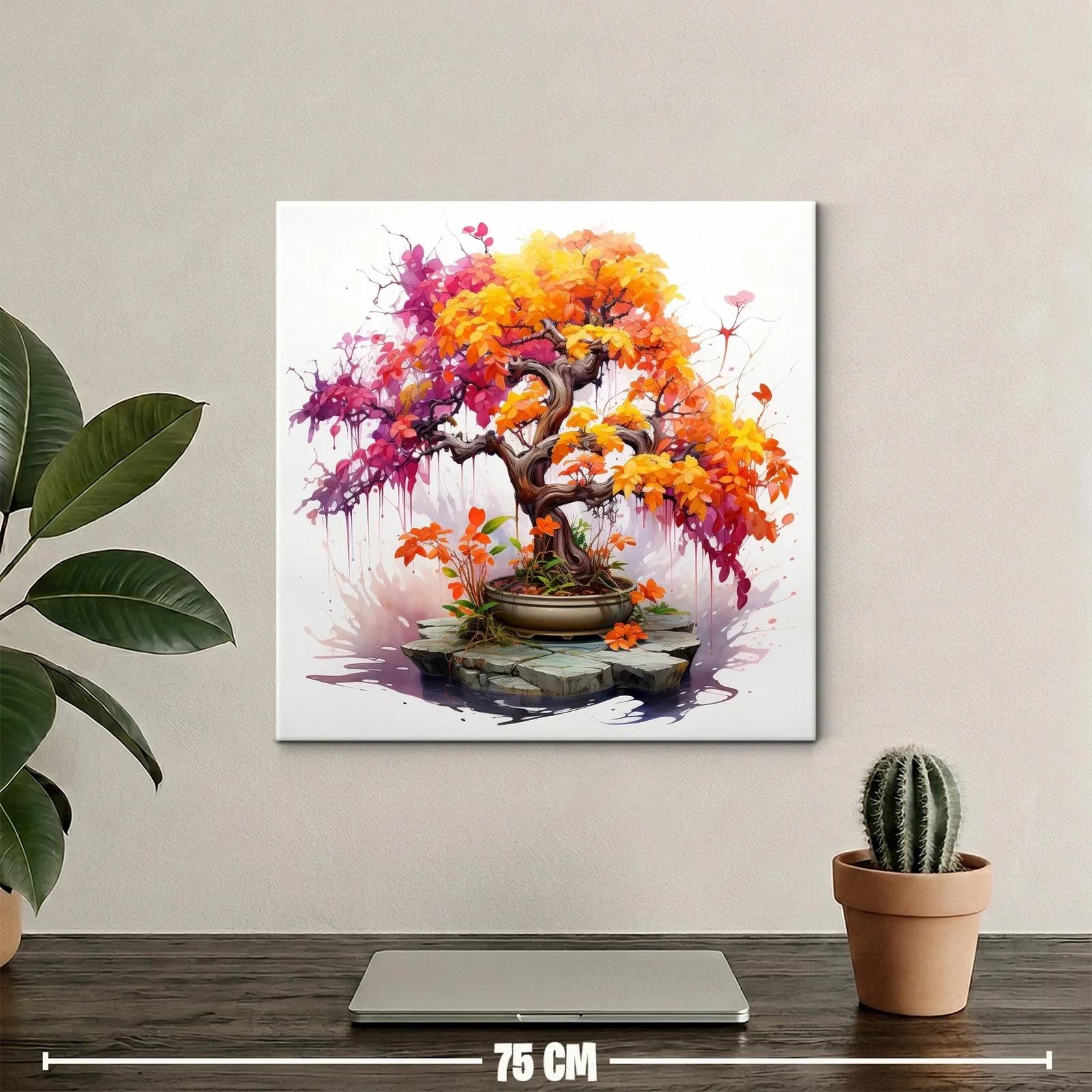 Árbol bonsái con hojas en tonos cálidos vibrantes — miniatura 2