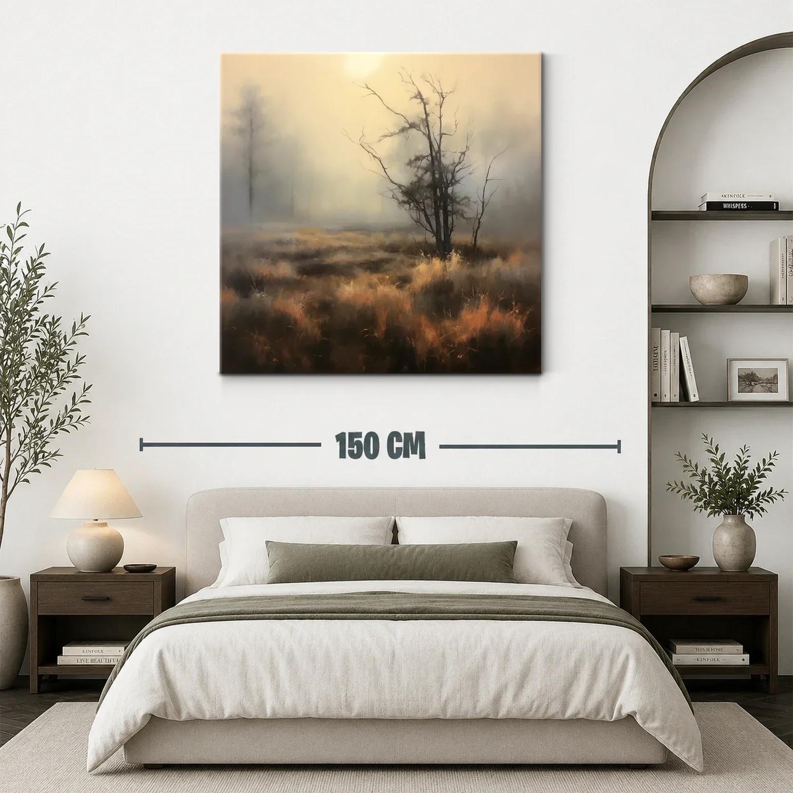 Paisaje brumoso con árbol solitario y tonos cálidos — miniatura 3