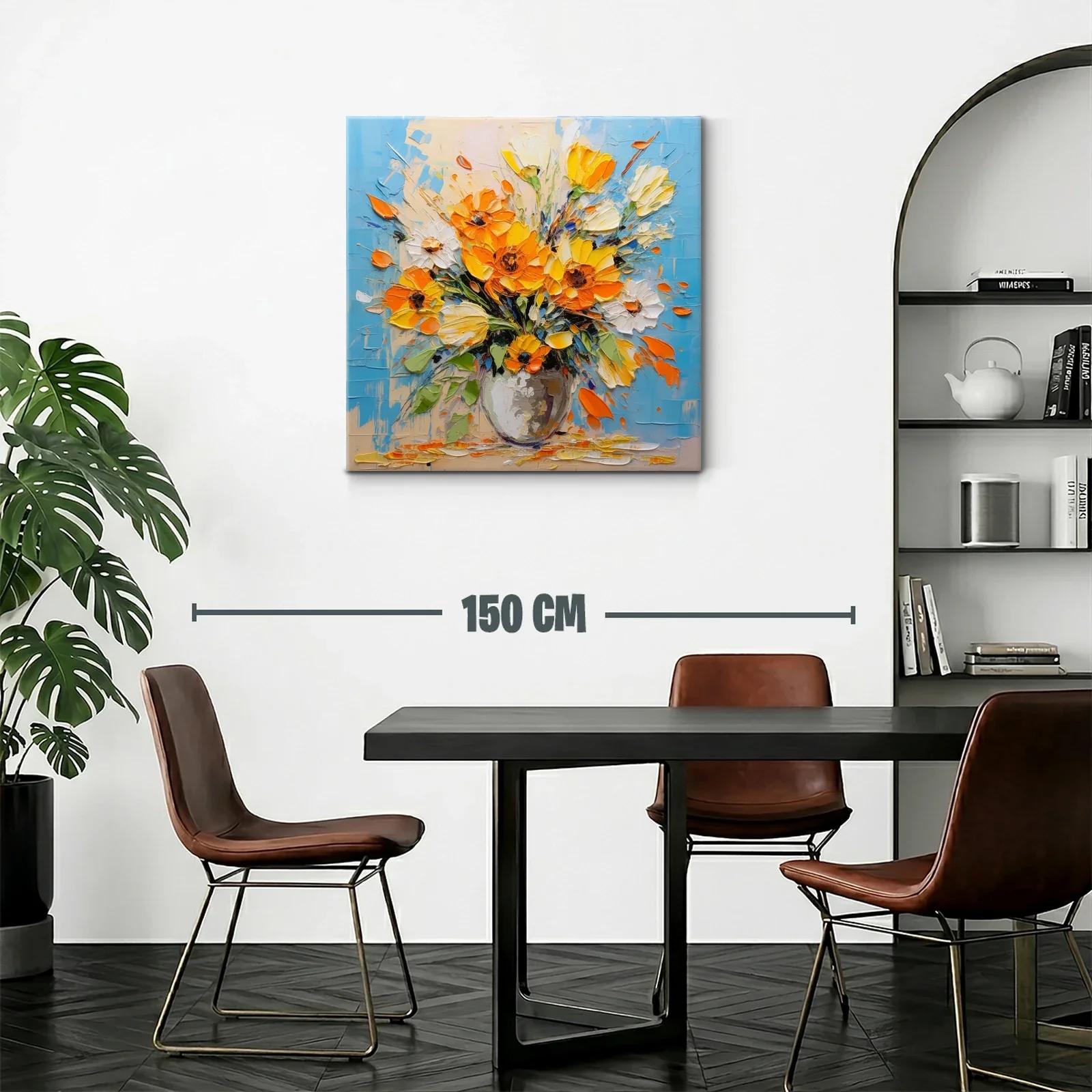 Ramo vibrante de flores amarillas y naranjas en azul — miniatura 2