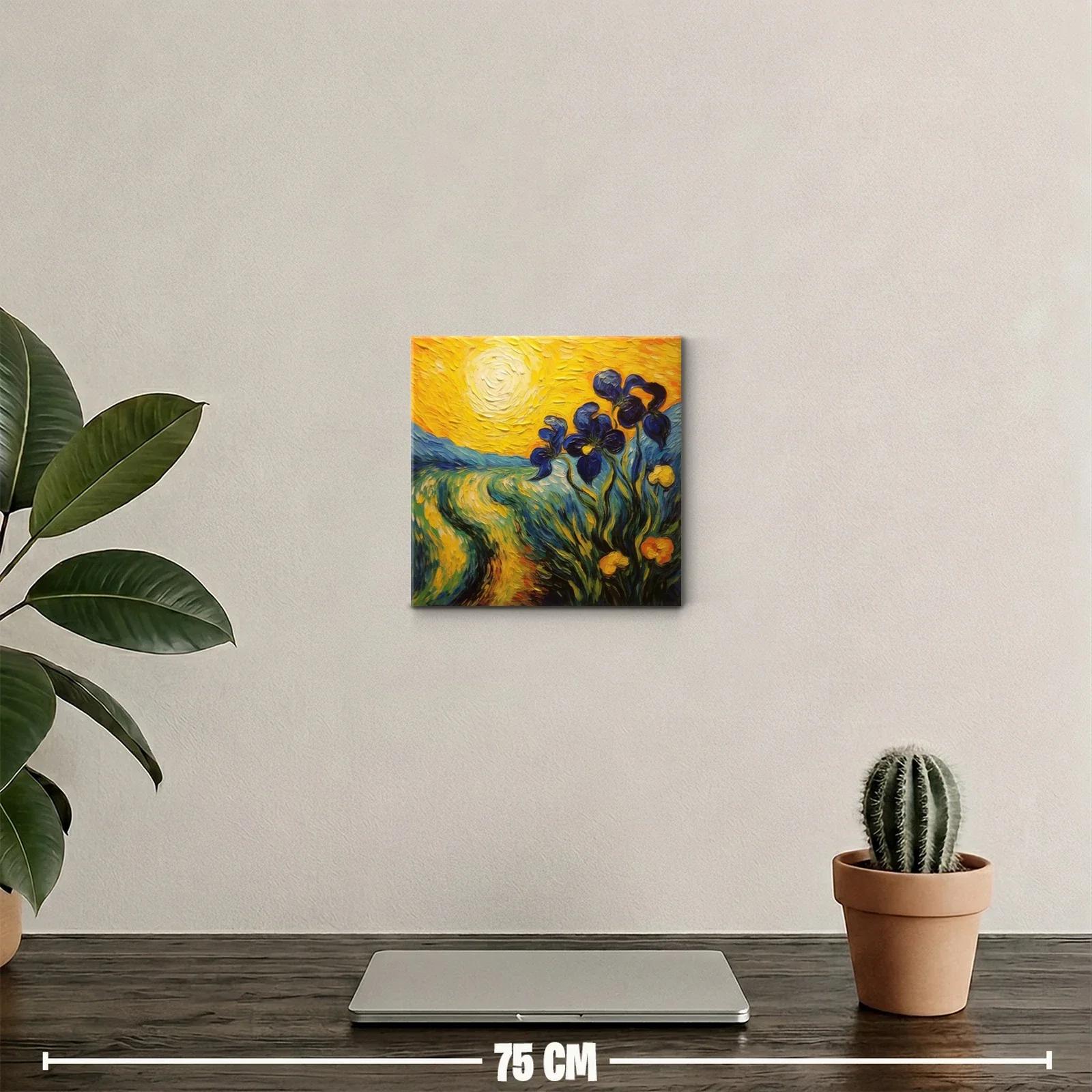 Cuadro vibrante con flores azules bajo el sol brillante — miniatura 2