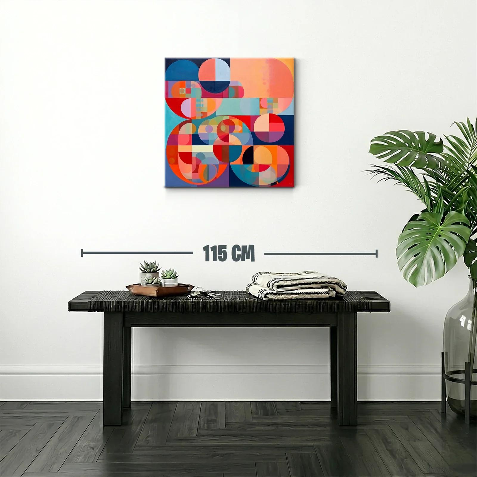 Cuadro abstracto con formas circulares y paleta vibrante — miniatura 2