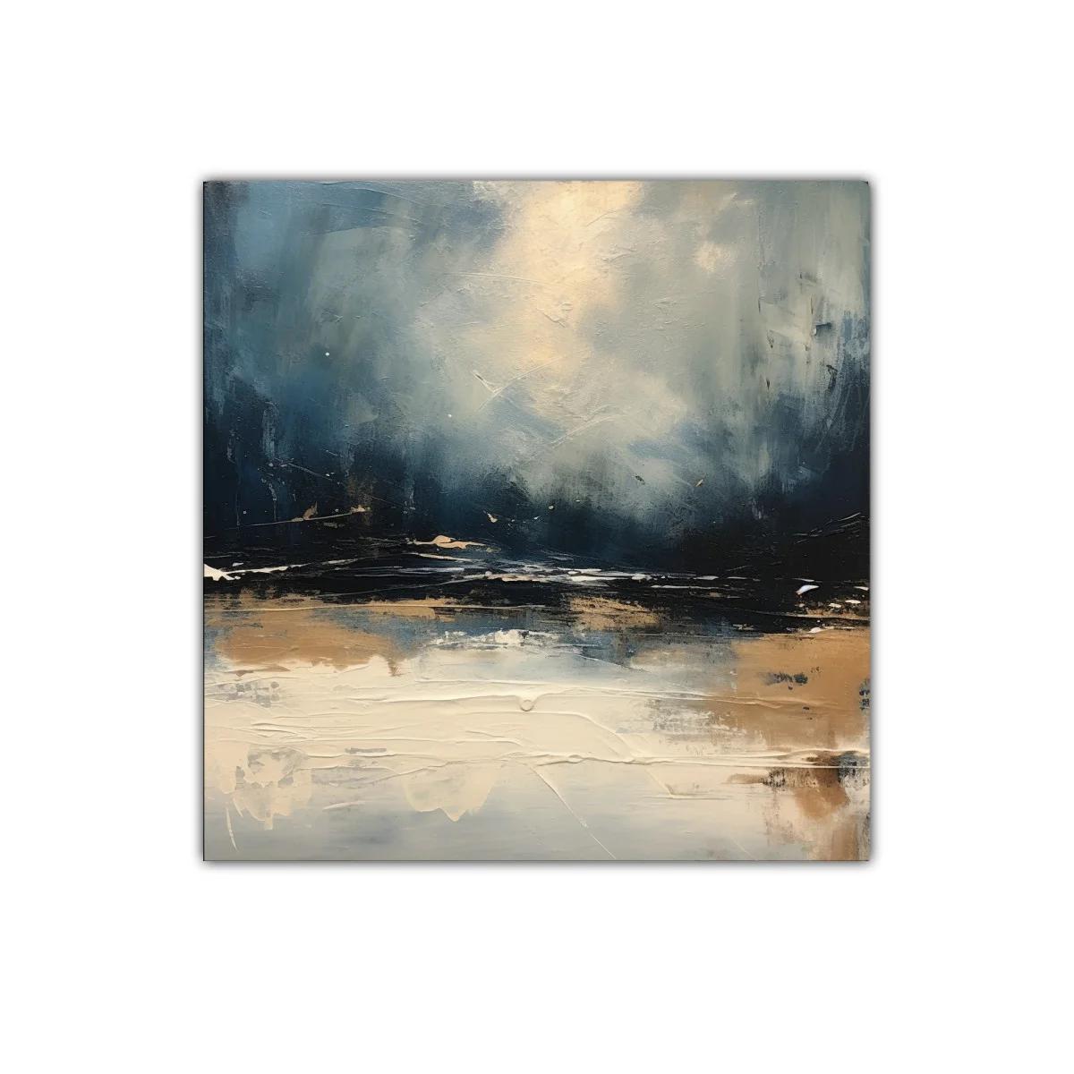 Paisaje abstracto en tonos azules y beige para decorar — miniatura 1