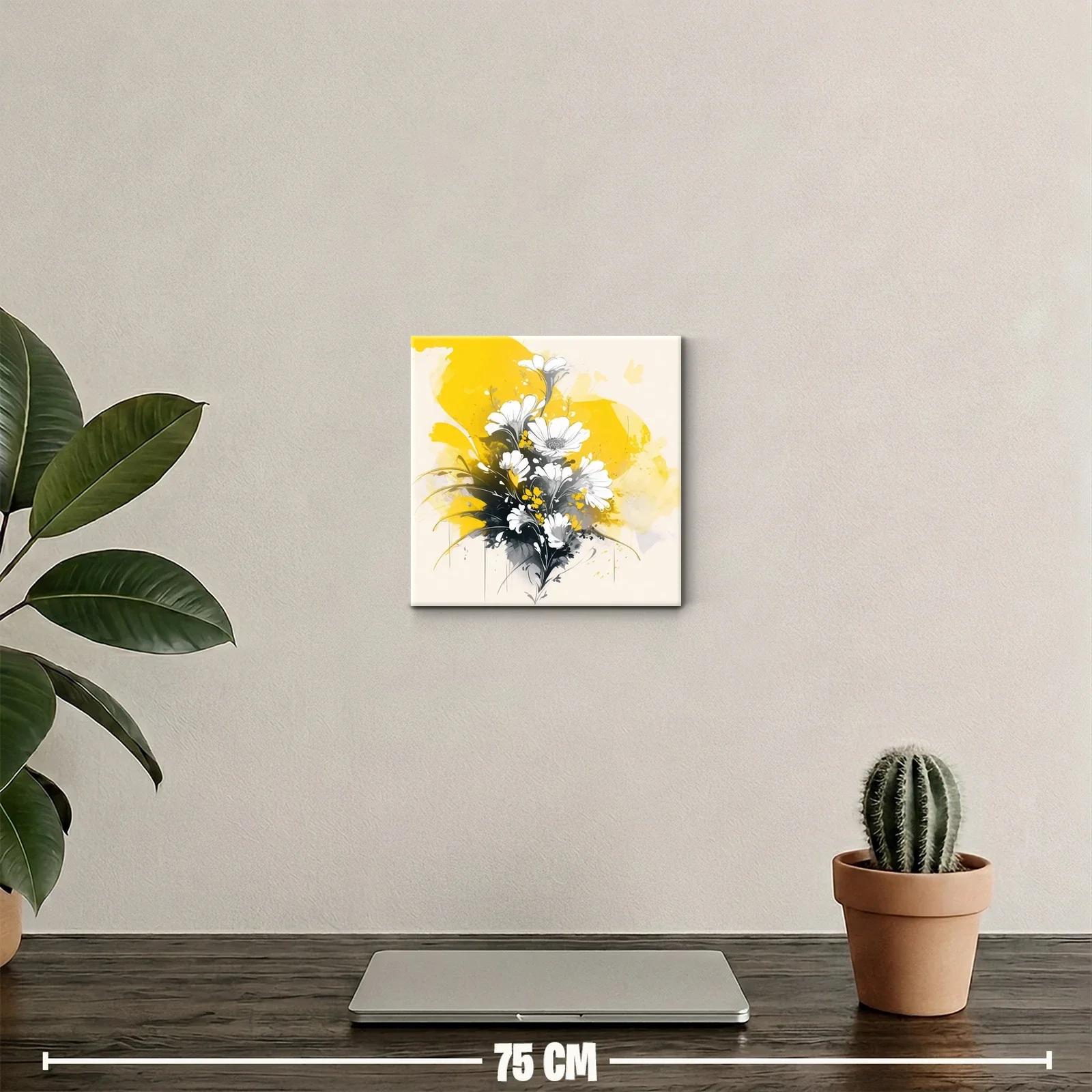 Ramo de flores blancas con fondo vibrante en amarillo — miniatura 2