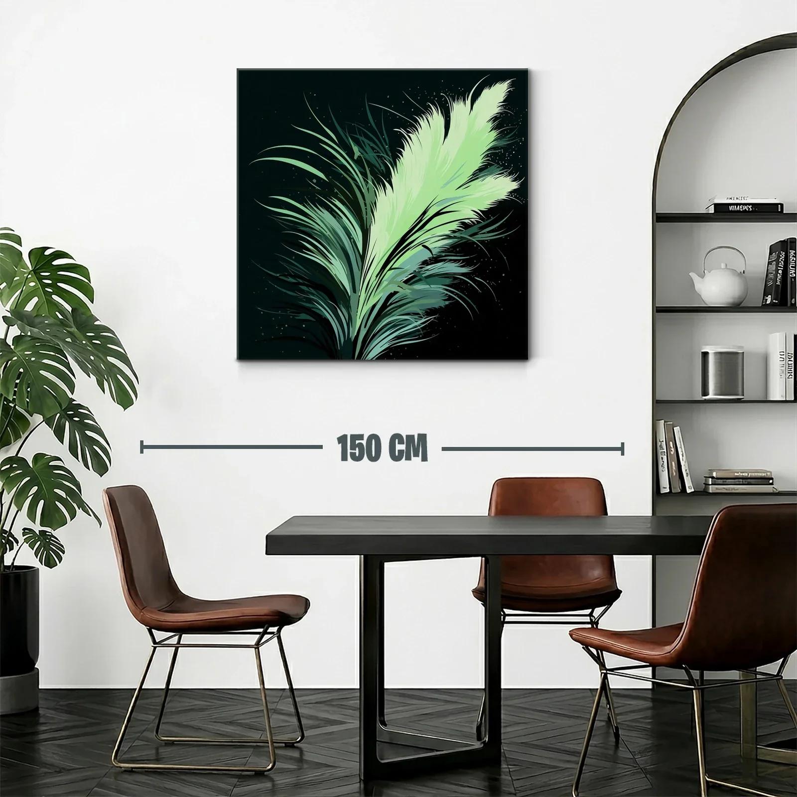 Pluma Verde en Movimiento sobre Fondo Oscuro — miniatura 2