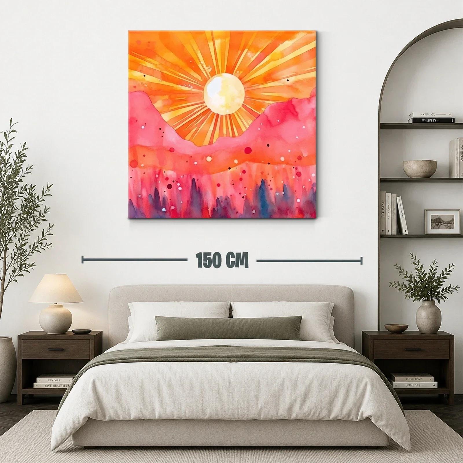 Atardecer vibrante con montañas rosa y sol radiante — miniatura 3