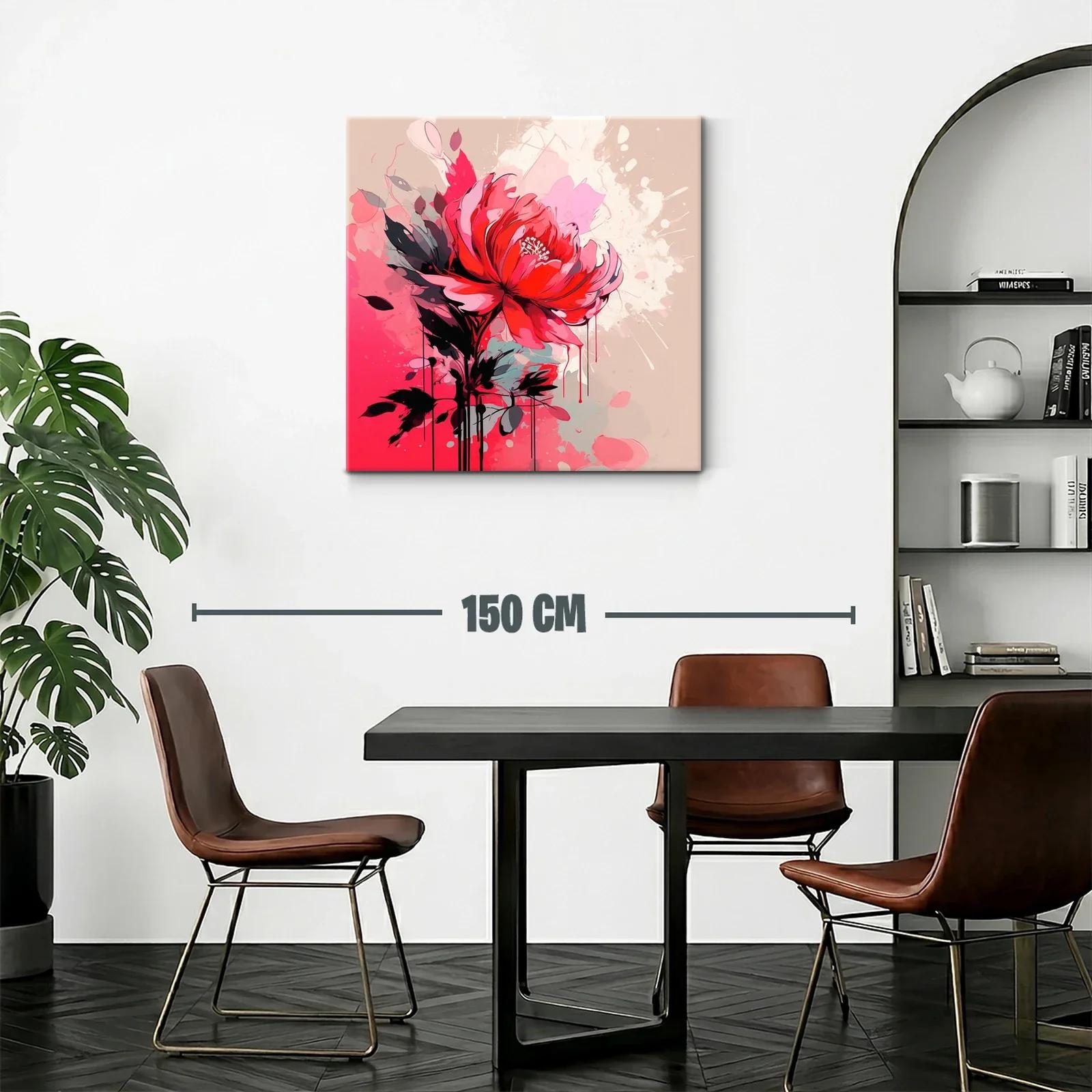 Flor roja vibrante sobre fondo abstracto en tonos suaves — miniatura 2