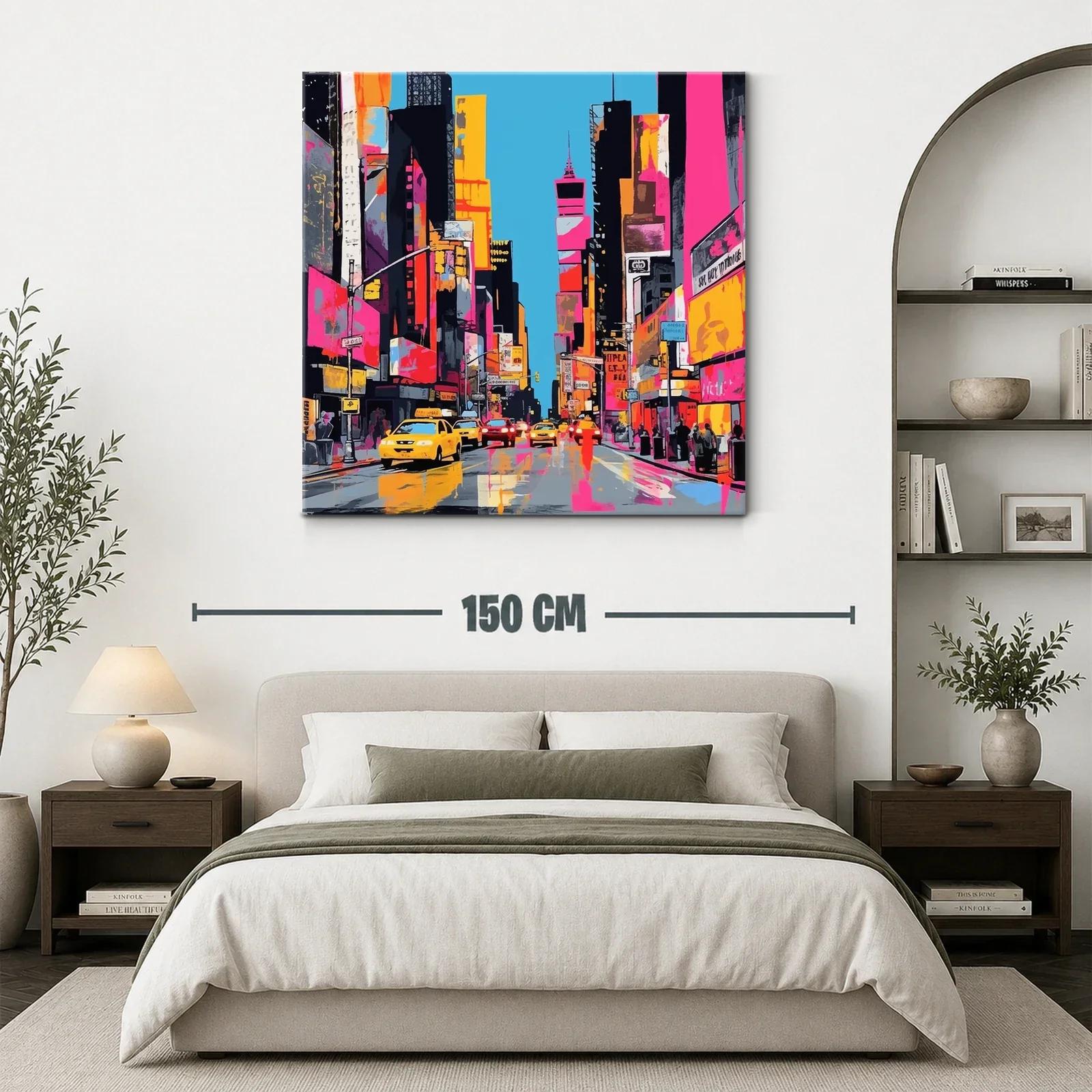 Atardecer urbano con vibrantes luces y taxis amarillos — miniatura 3