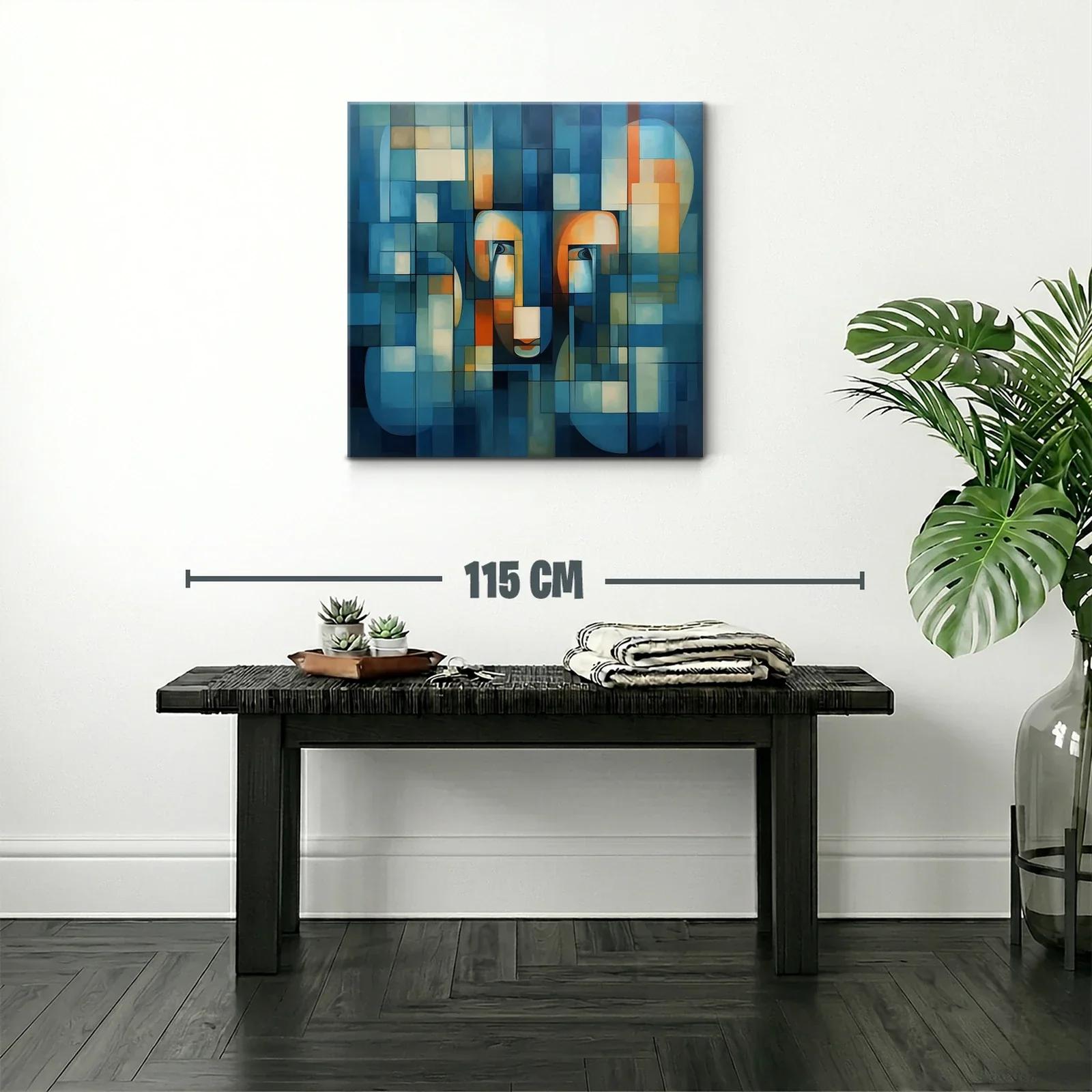 Composición abstracta con figuras y tonos azules y cálidos — miniatura 2