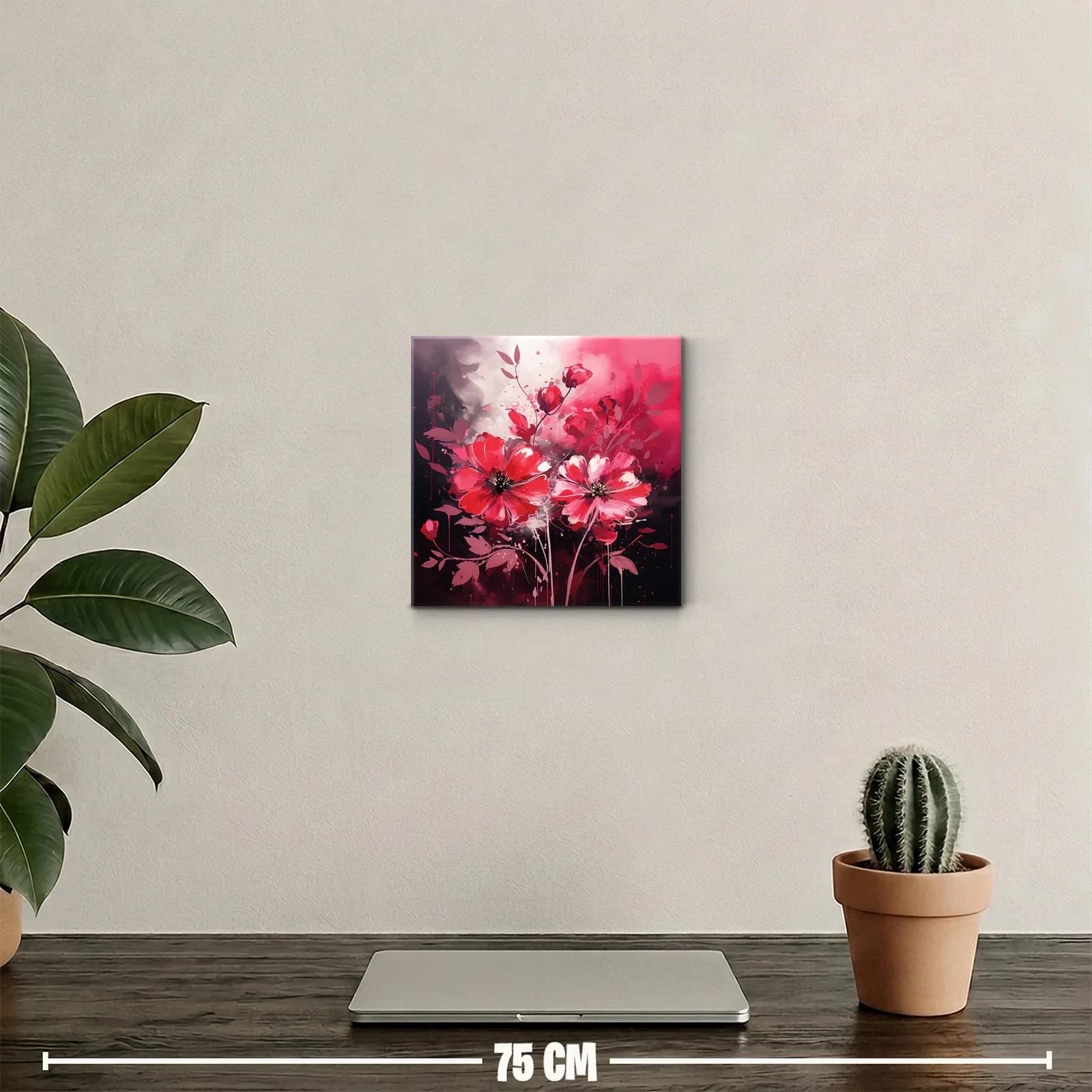 Flores vibrantes en tonos rojos y rosas con fondo oscuro — miniatura 2