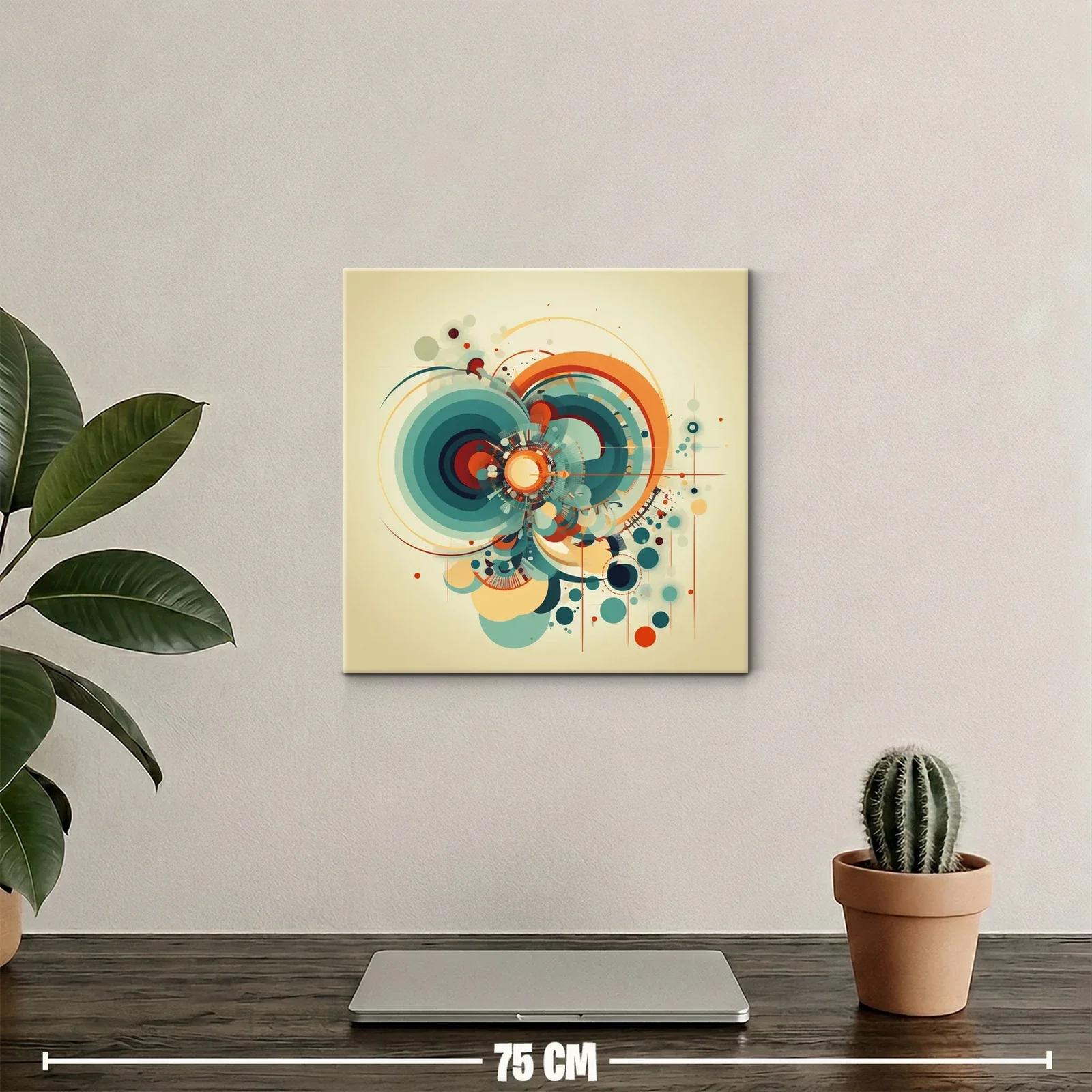 Composición dinámica con formas circulares y tonos cálidos — miniatura 2
