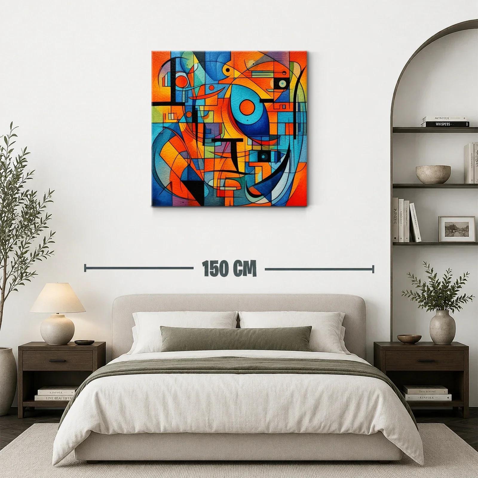Composición abstracta en tonos cálidos y fríos vibrantes — miniatura 3