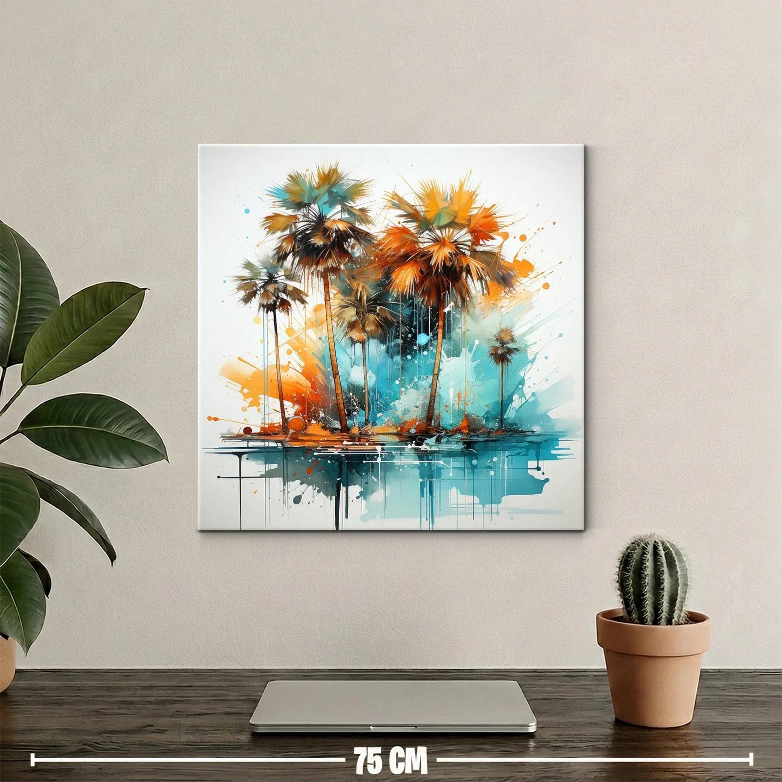 Palmeras vibrantes con tonos cálidos y acuarelados — miniatura 2