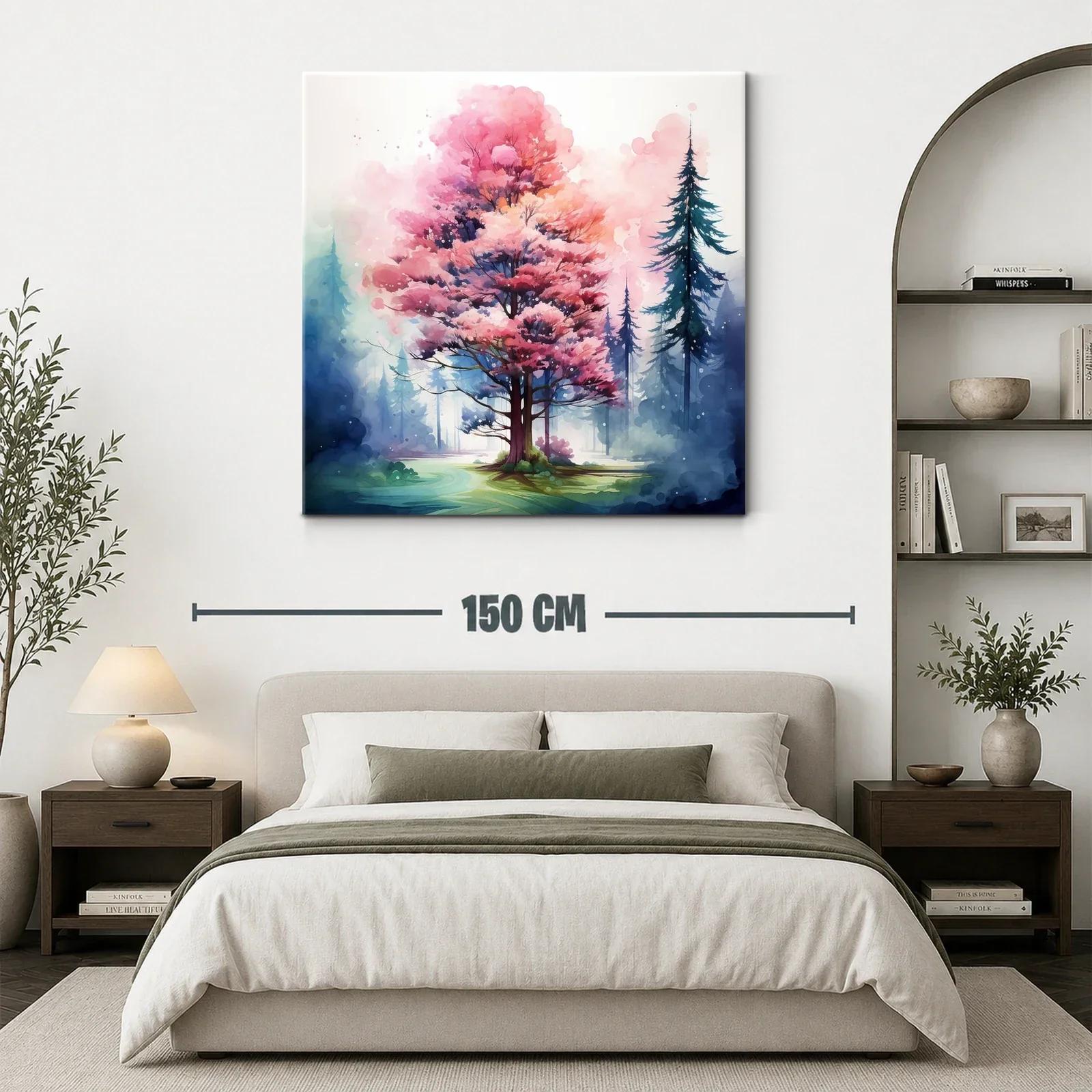 Árbol rosa en bosque mágico con tonos suaves y vibrantes — miniatura 3