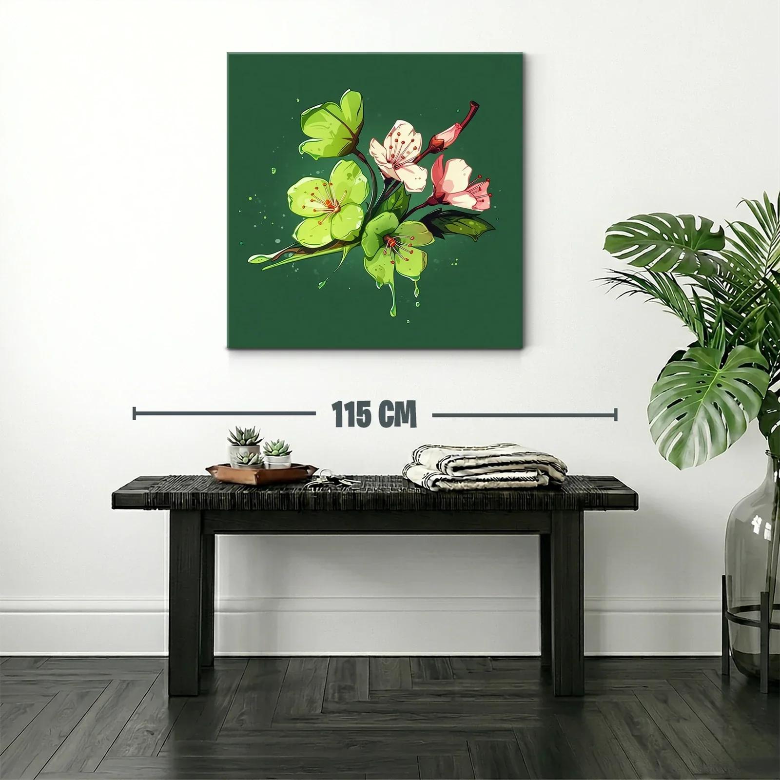 Flores delicadas con tonos verdes y rosados sobre fondo oscuro — miniatura 2