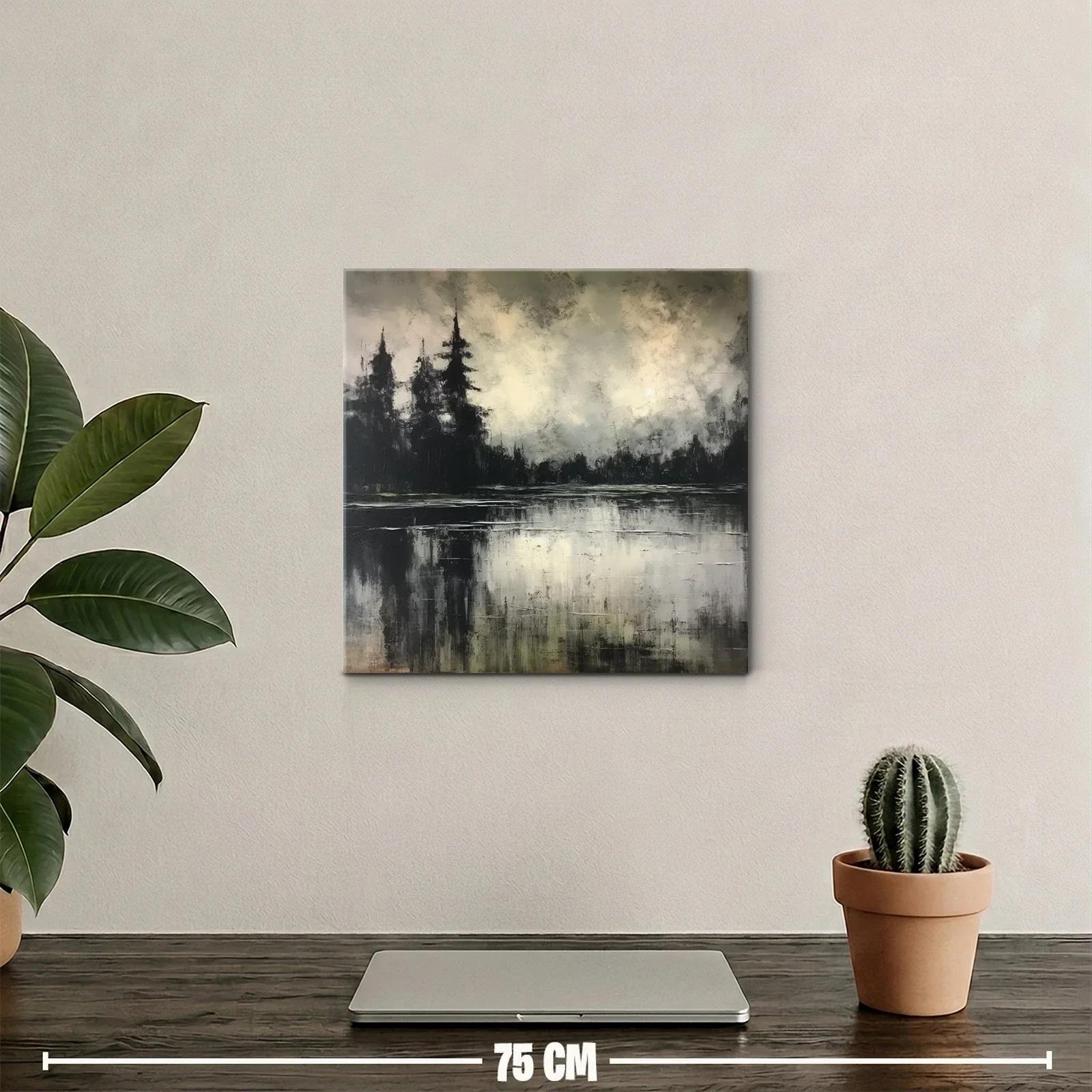 Paisaje abstracto con reflejos en tonos neutros y negros — miniatura 2