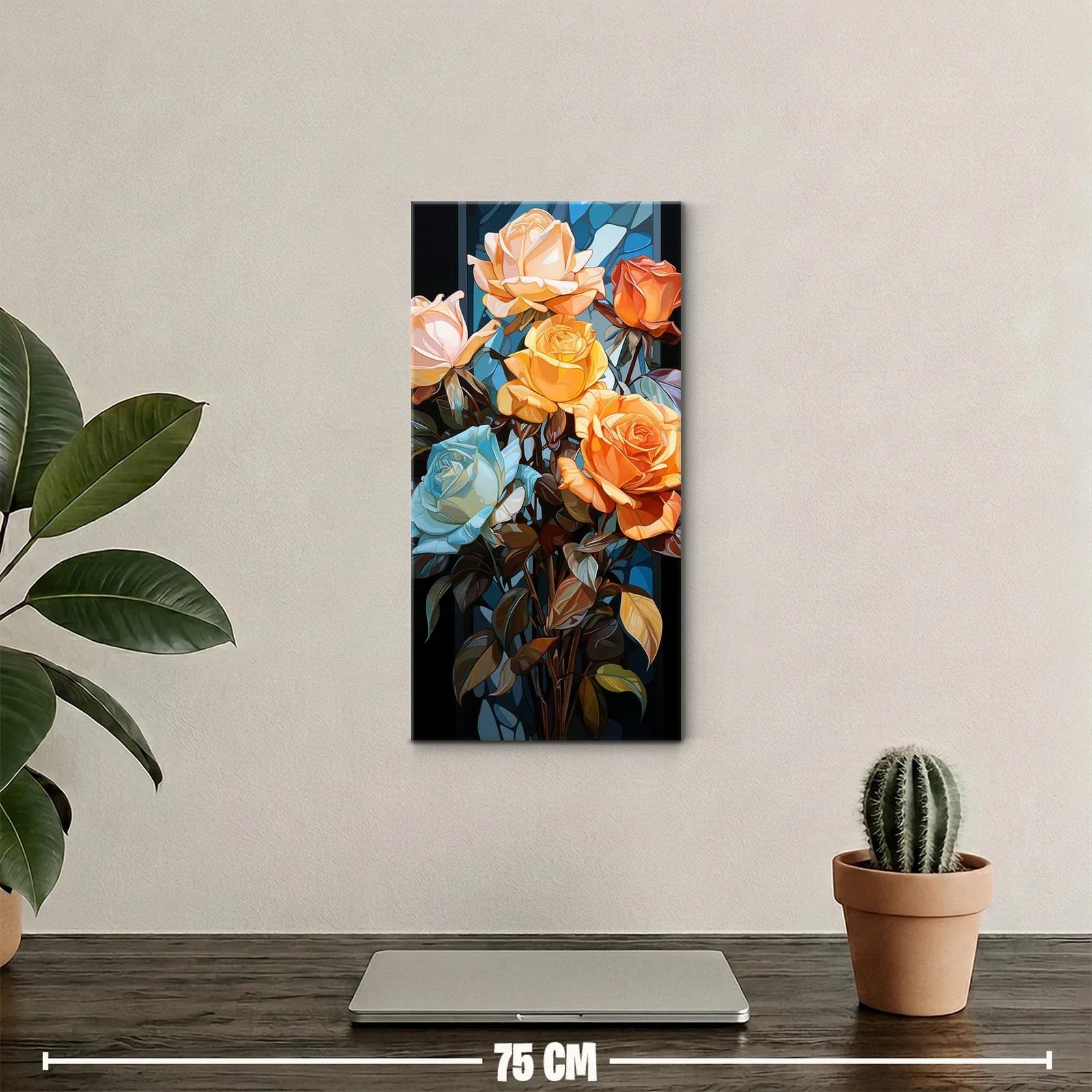 Cuadro ramo de rosas con fondo geométrico — miniatura 2