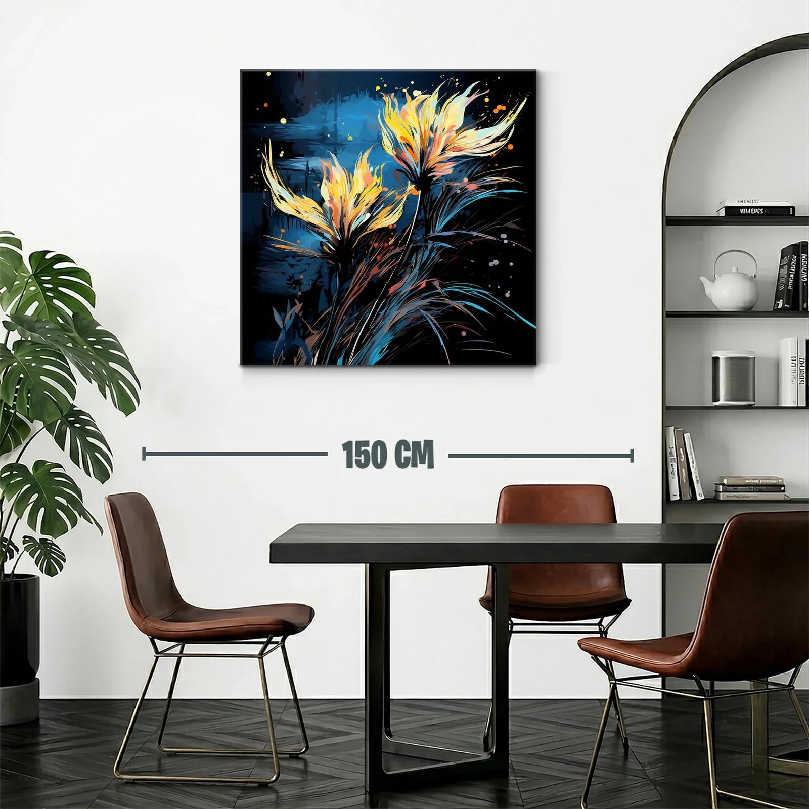 Flores luminosas en contraste azul y negro — miniatura 2