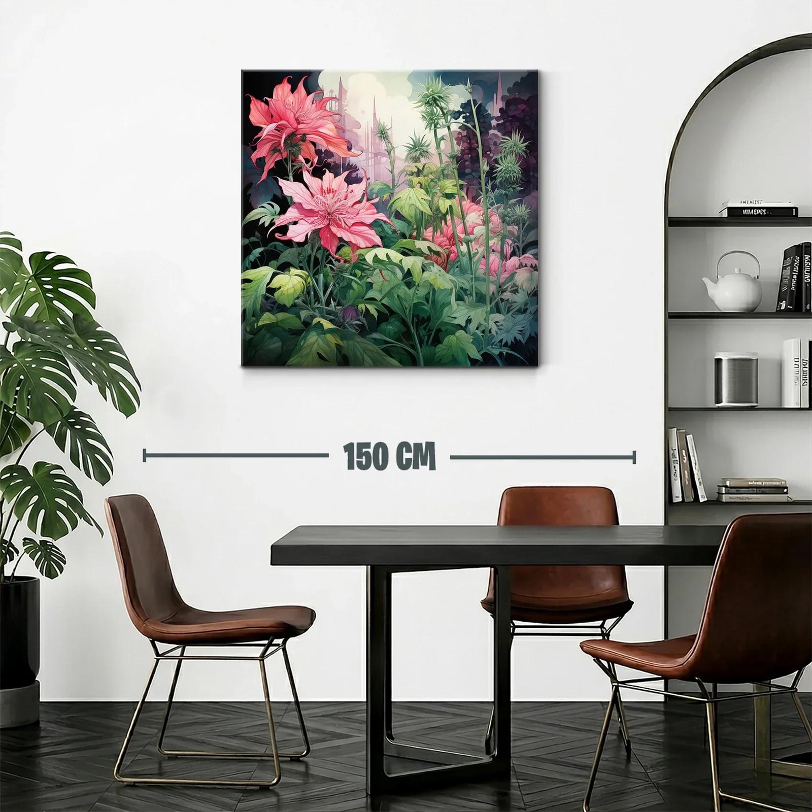 Jardín onírico con flores rosas y follaje exuberante — miniatura 2