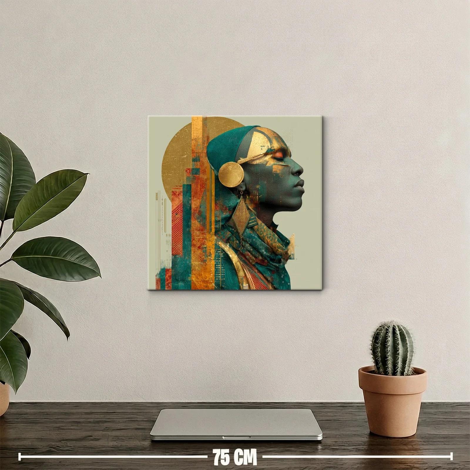 Retrato femenino con tonos dorados y verdes intensos — miniatura 2