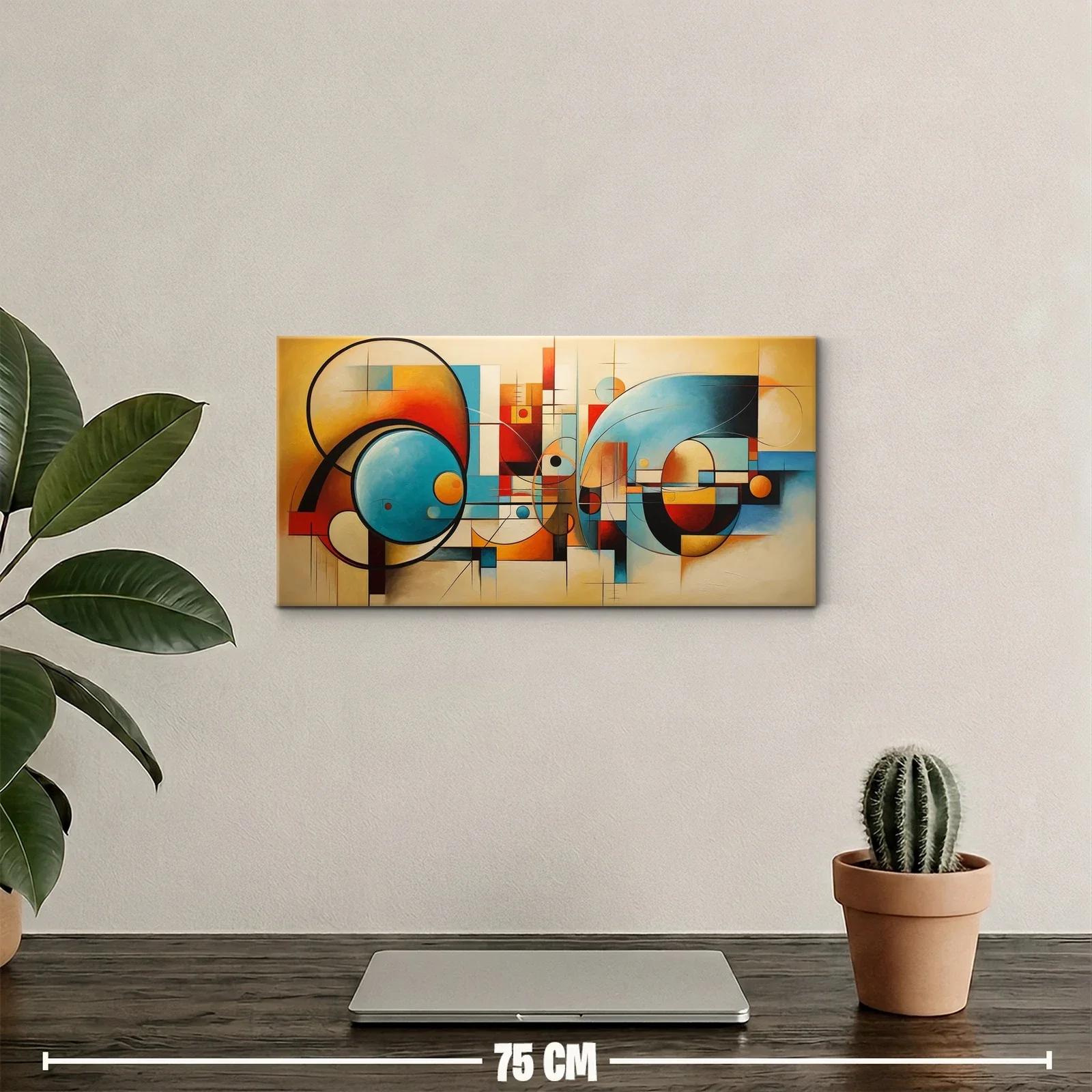 Cuadro composición geométrica abstracta con discos naranjas — miniatura 2