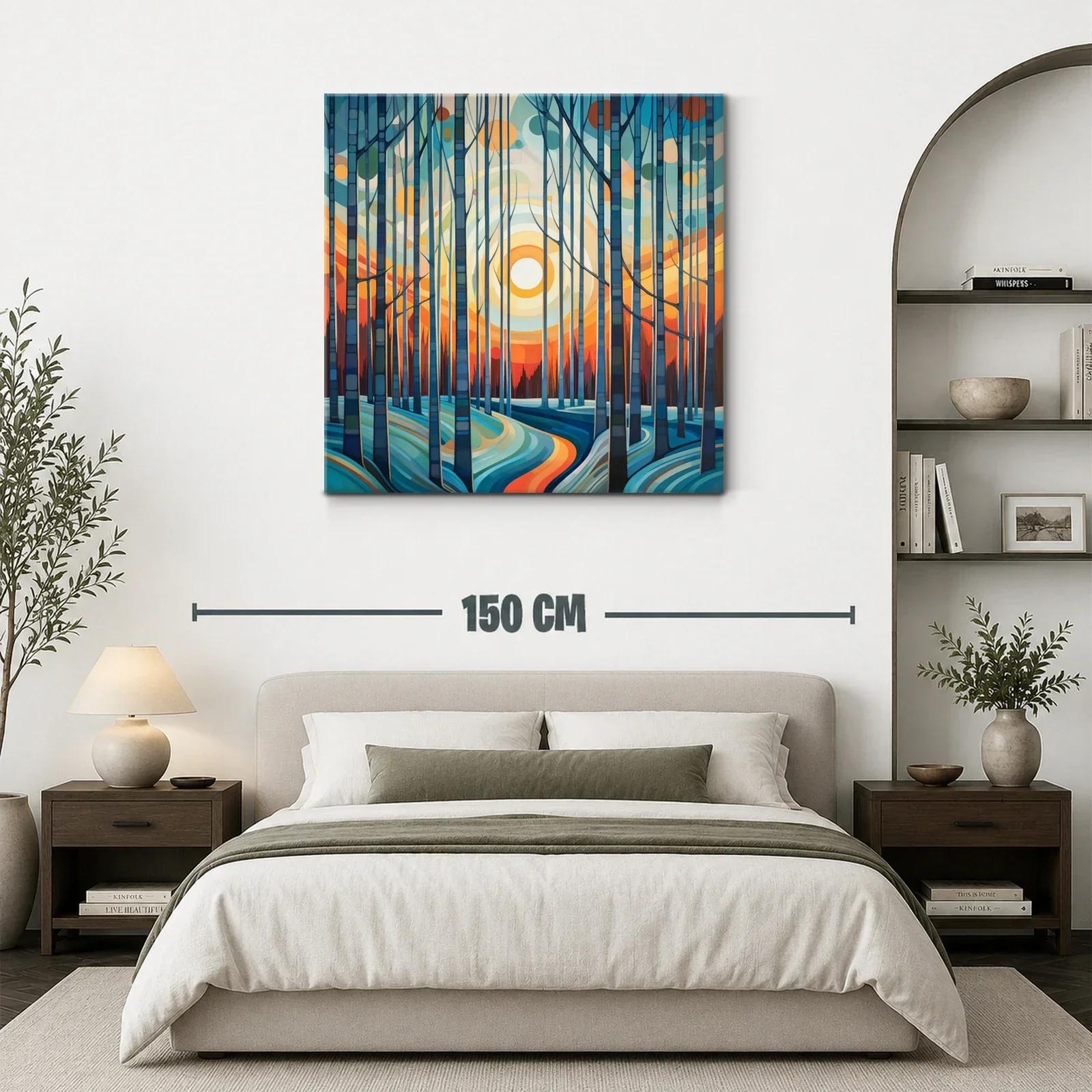 Paisaje forestal abstracto con luz cálida al amanecer — miniatura 3