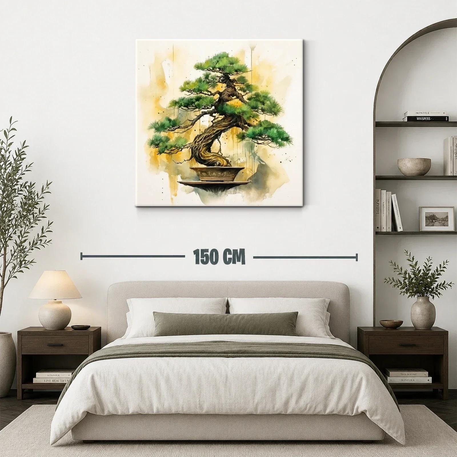 Cuadro con árbol bonsái y tonos cálidos que inspiran calma — miniatura 3