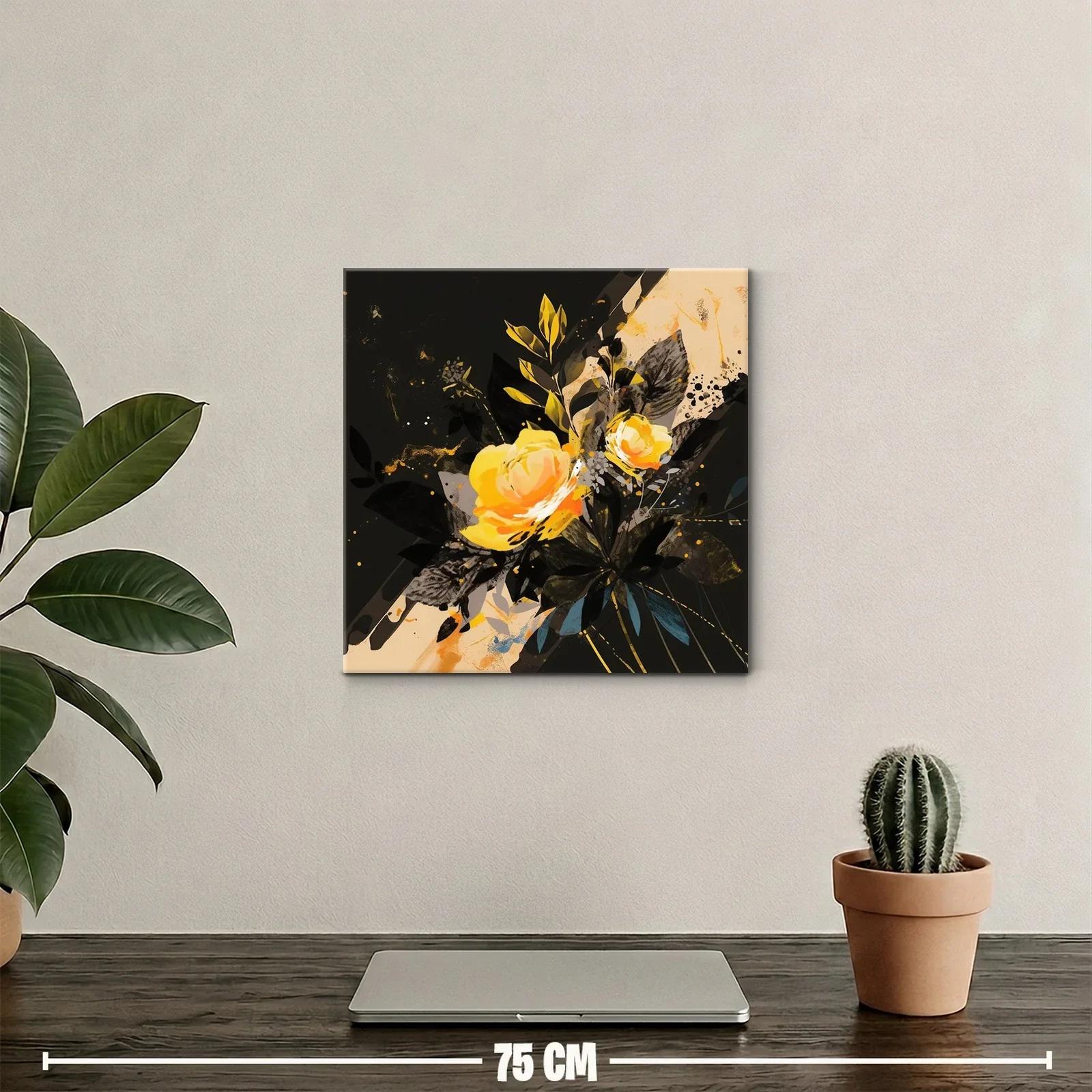 Rosas amarillas sobre fondo oscuro con detalles vibrantes — miniatura 2