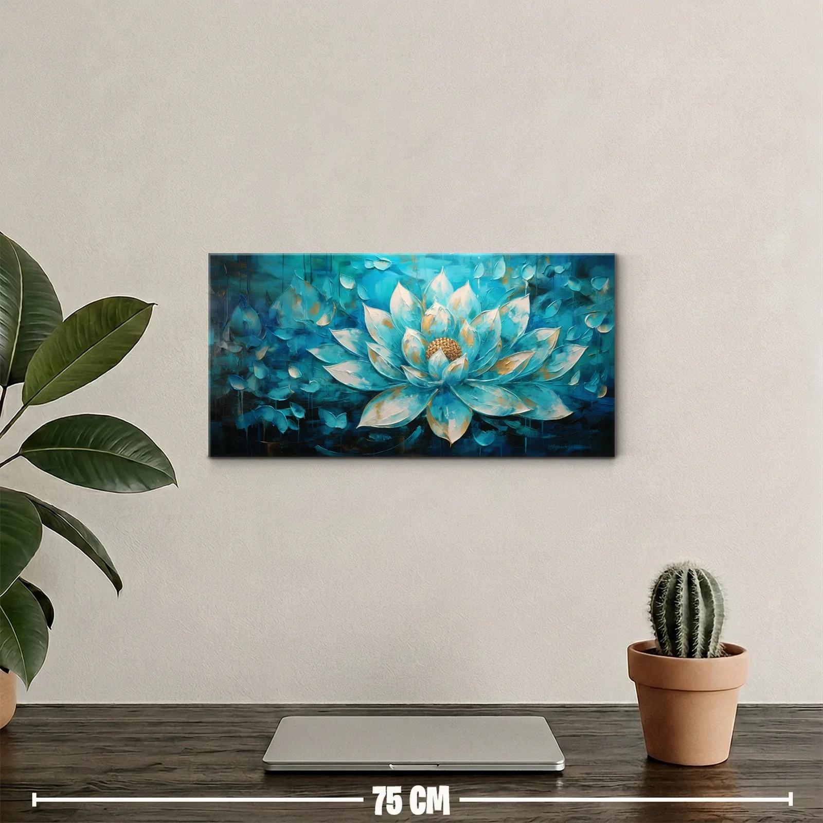 Cuadro flor de loto azul con centro dorado — miniatura 2