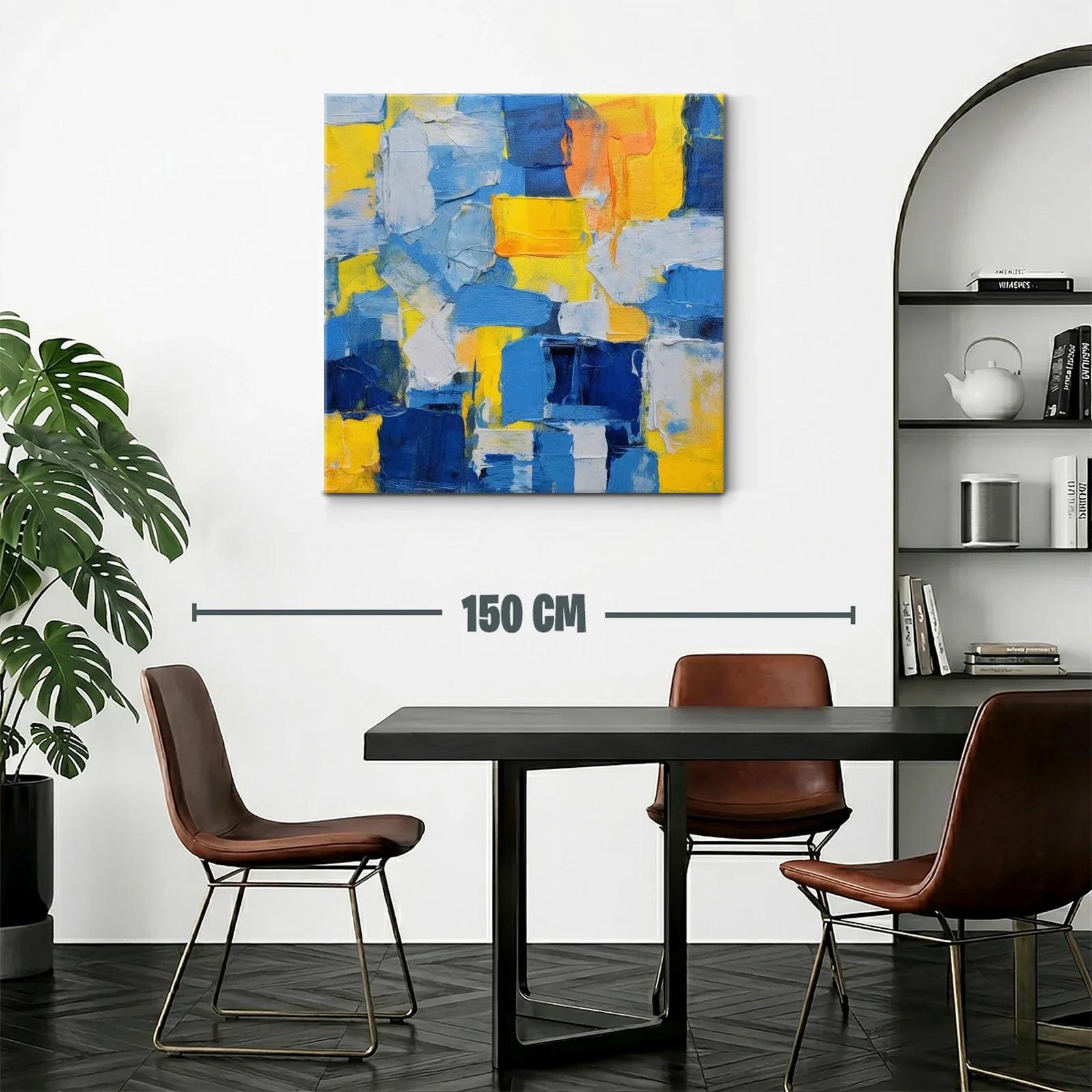 Cuadro abstracto con predominio de tonos azules y amarillos — miniatura 2