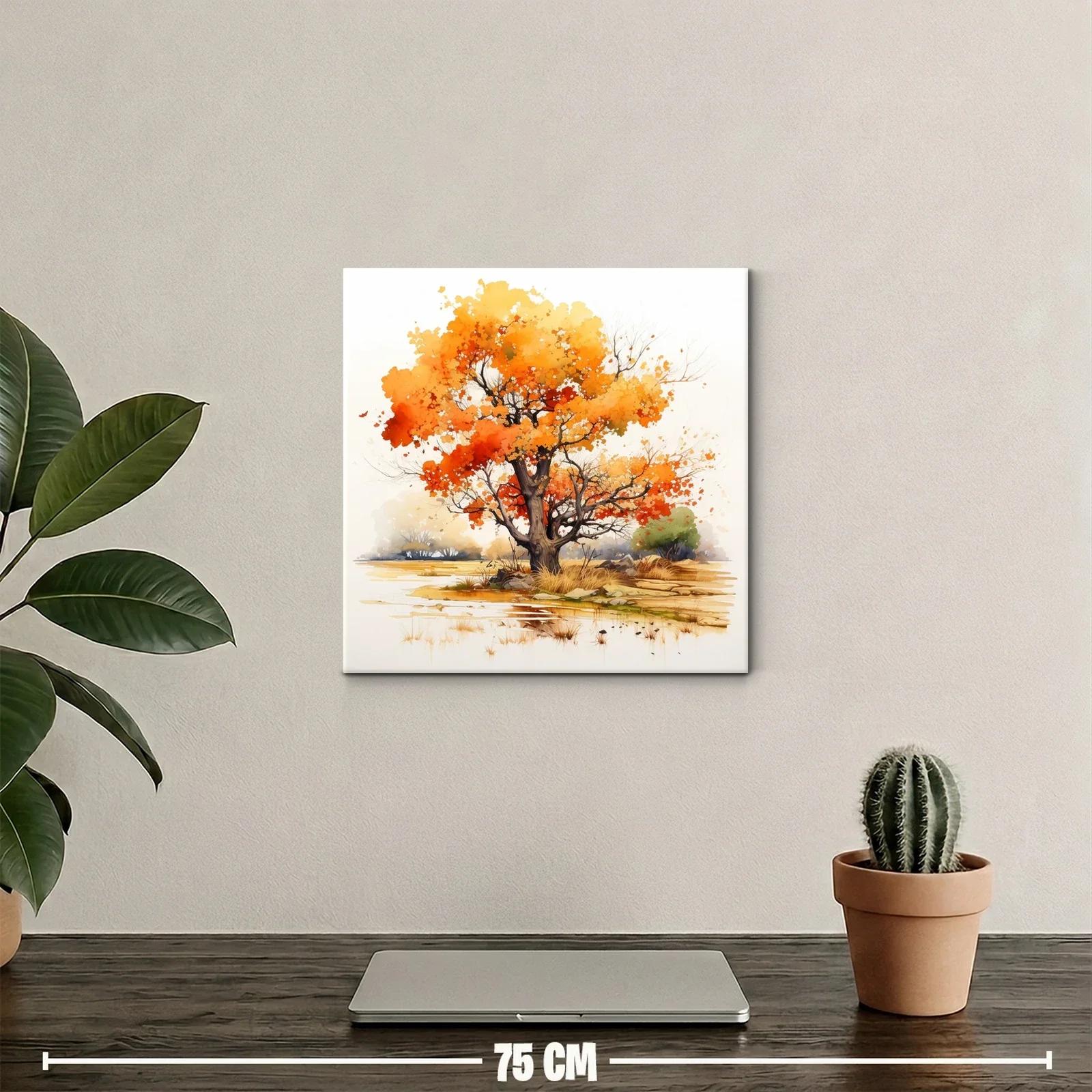Árbol otoñal con tonos cálidos y paisaje sereno — miniatura 2