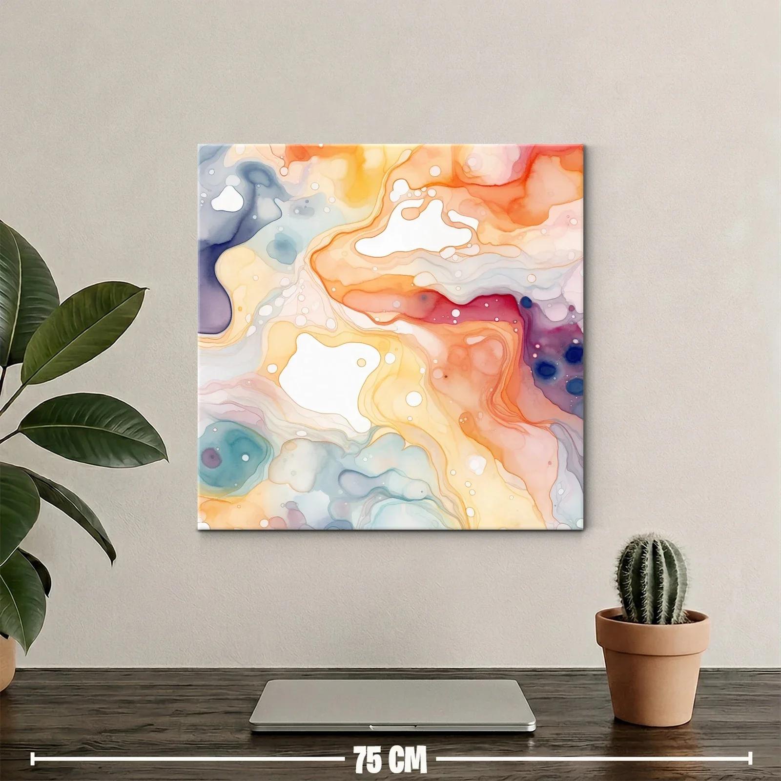 Cuadro abstracto con tonos cálidos y formas fluidas — miniatura 2