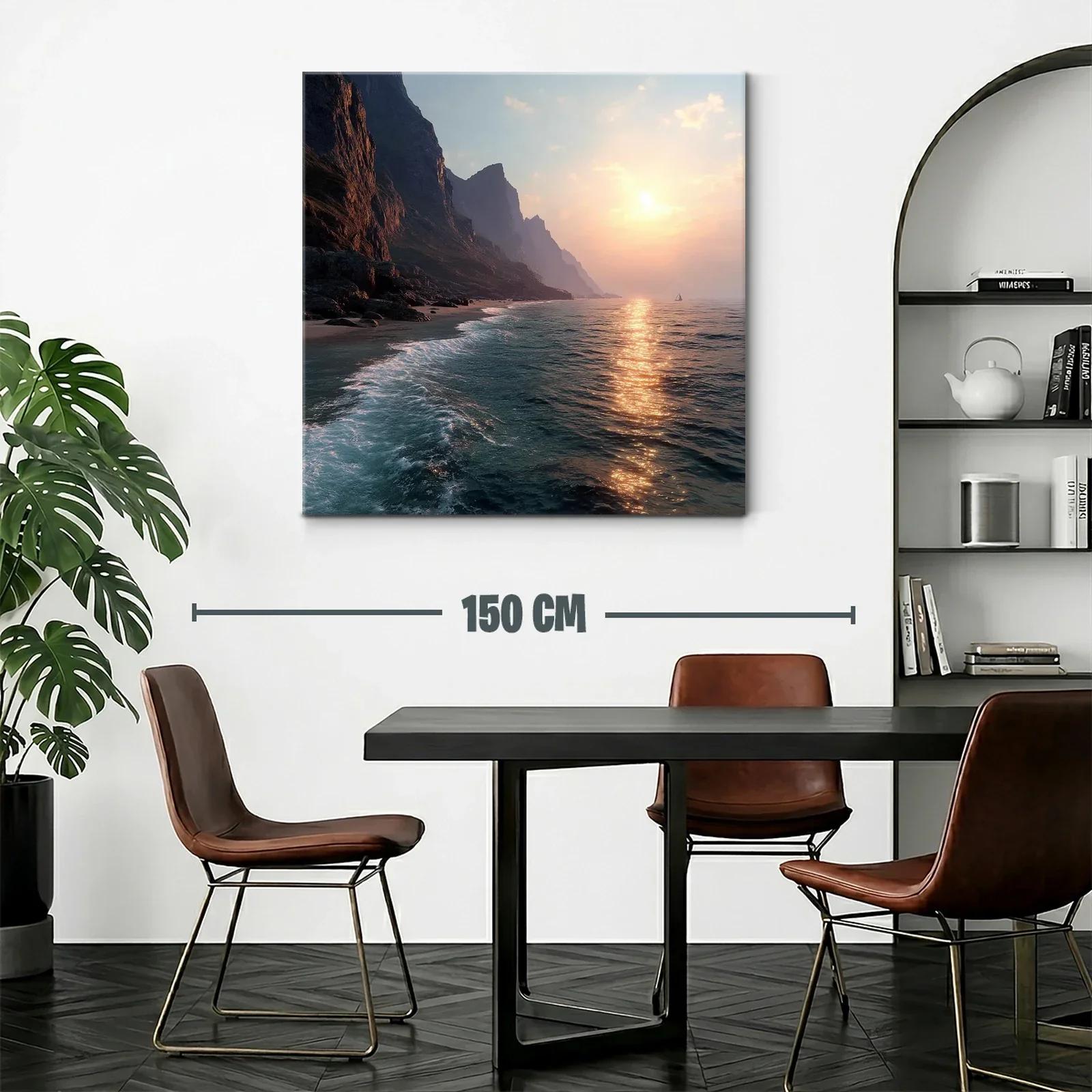 Atardecer en acantilados junto al mar tranquilo y sereno — miniatura 2