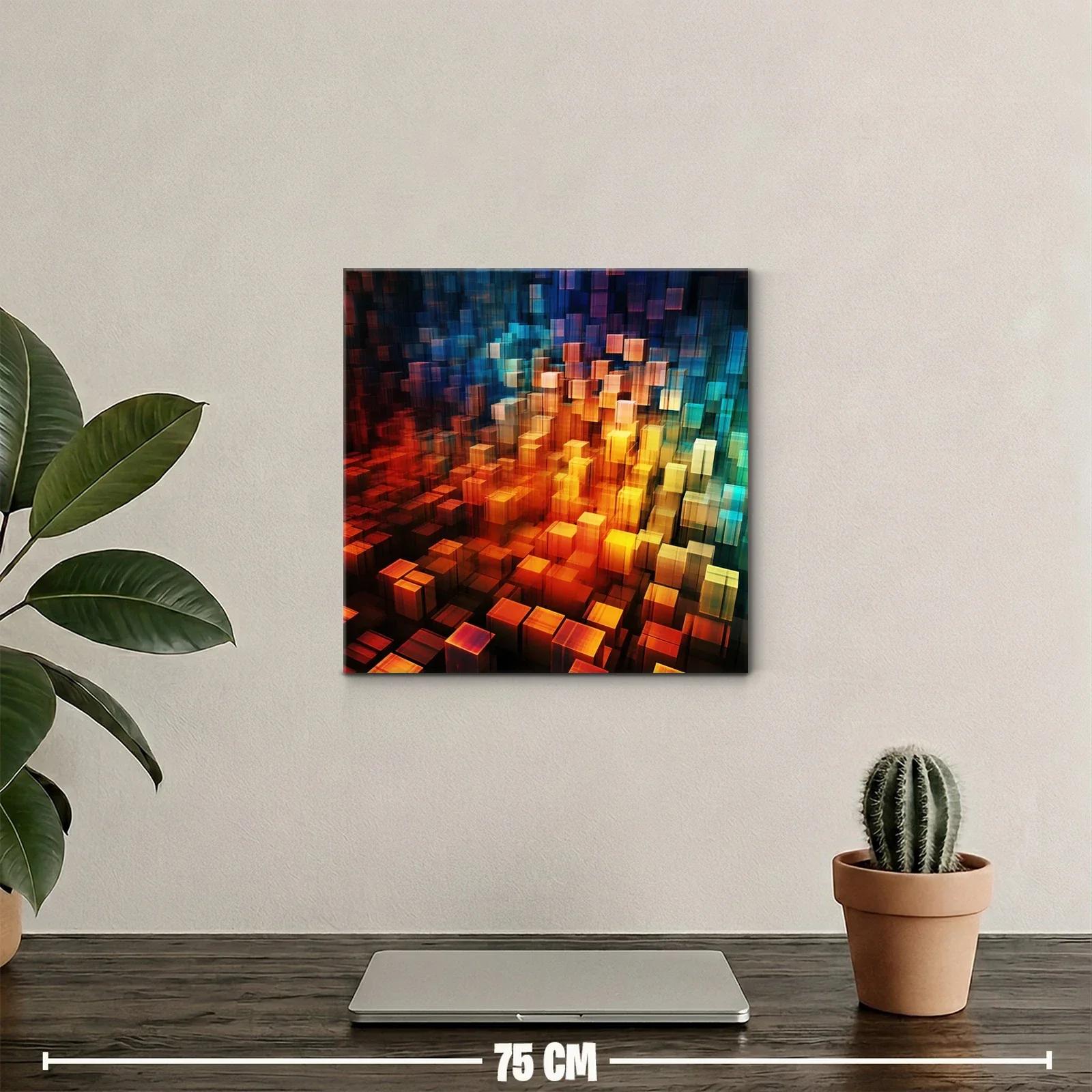 Composición abstracta de cubos en tonos cálidos y fríos — miniatura 2