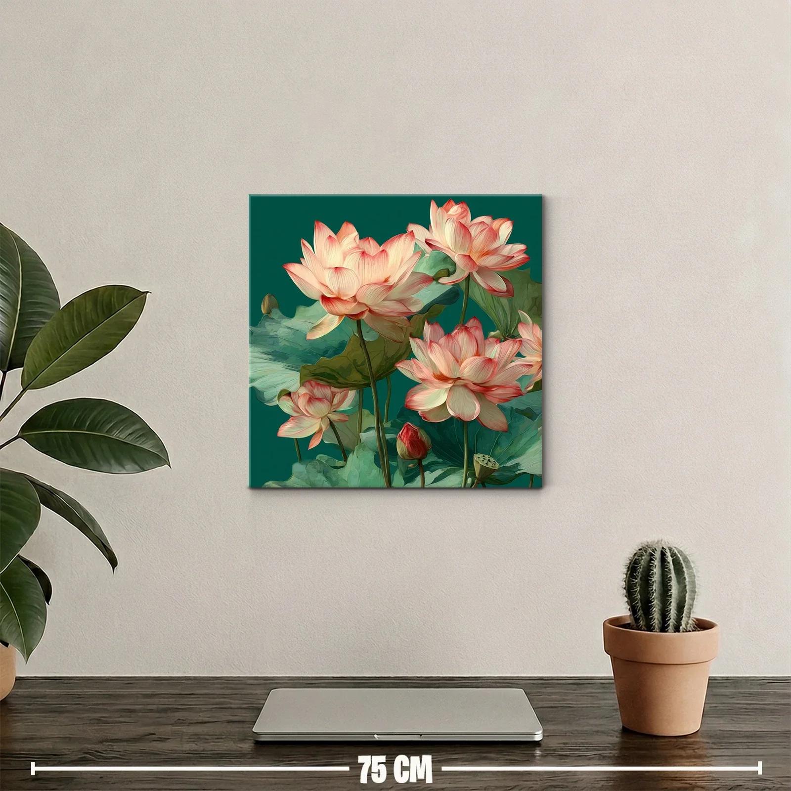 Flores de loto en tonos suaves sobre fondo verde — miniatura 2