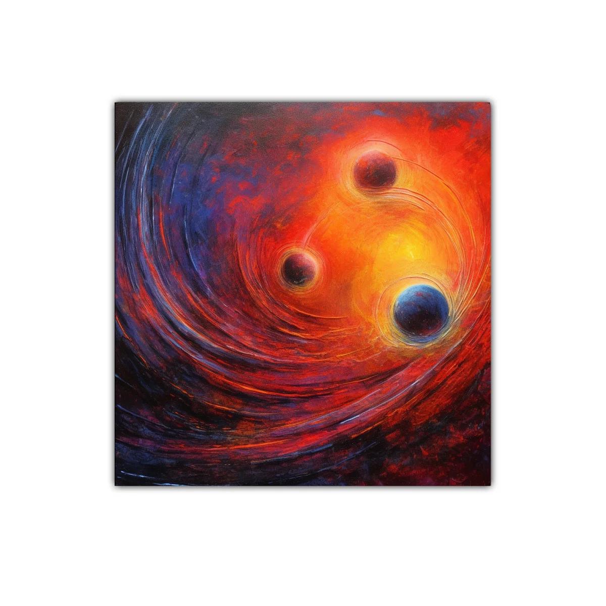 Cuadro abstracto con esferas y energía cósmica brillante — imagen principal