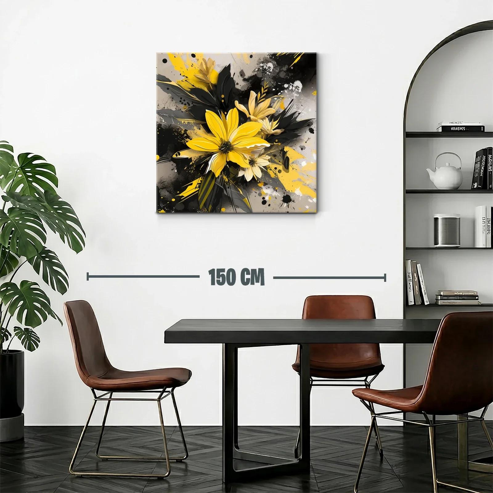 Flores vibrantes en tonos amarillos y negros modernos — miniatura 2
